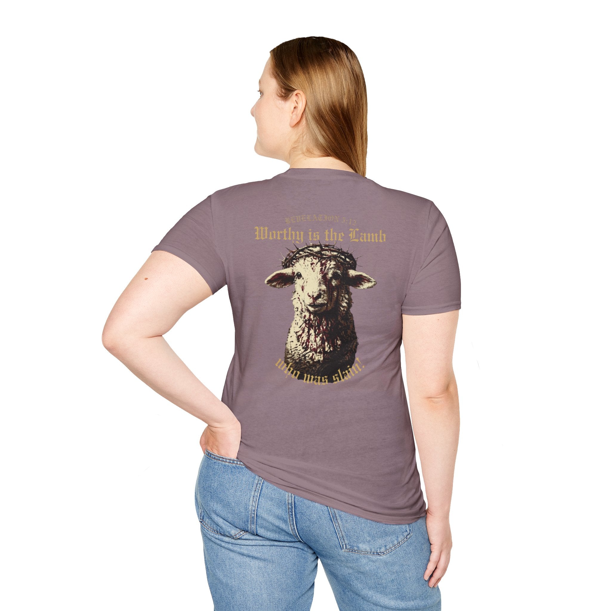 Revelation 5:12 - "Worthy is the Lamb" (Design on Back/Logo on Front)