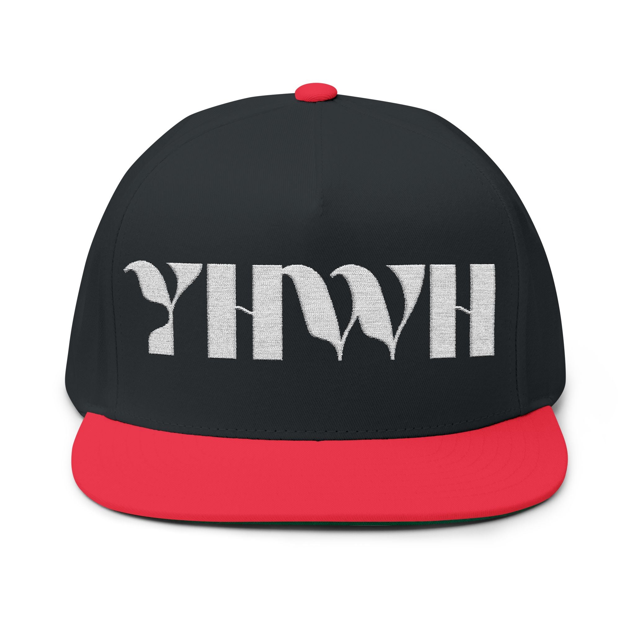 "YHWH" (White) Flat Bill Snapback (Embroidered Front/Back)