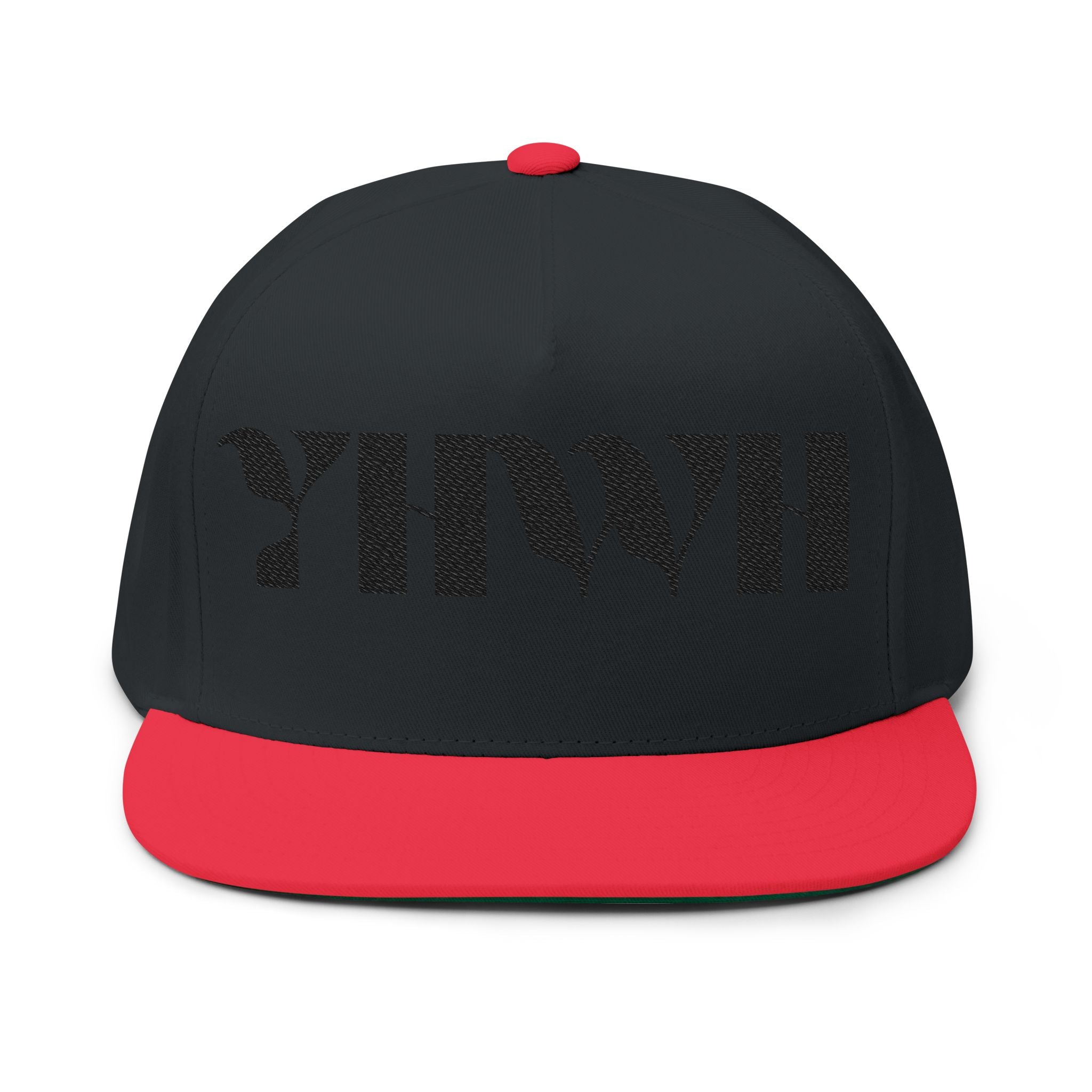 "YHWH" (Black) Flat Bill Snapback (Embroidered Front/Back)