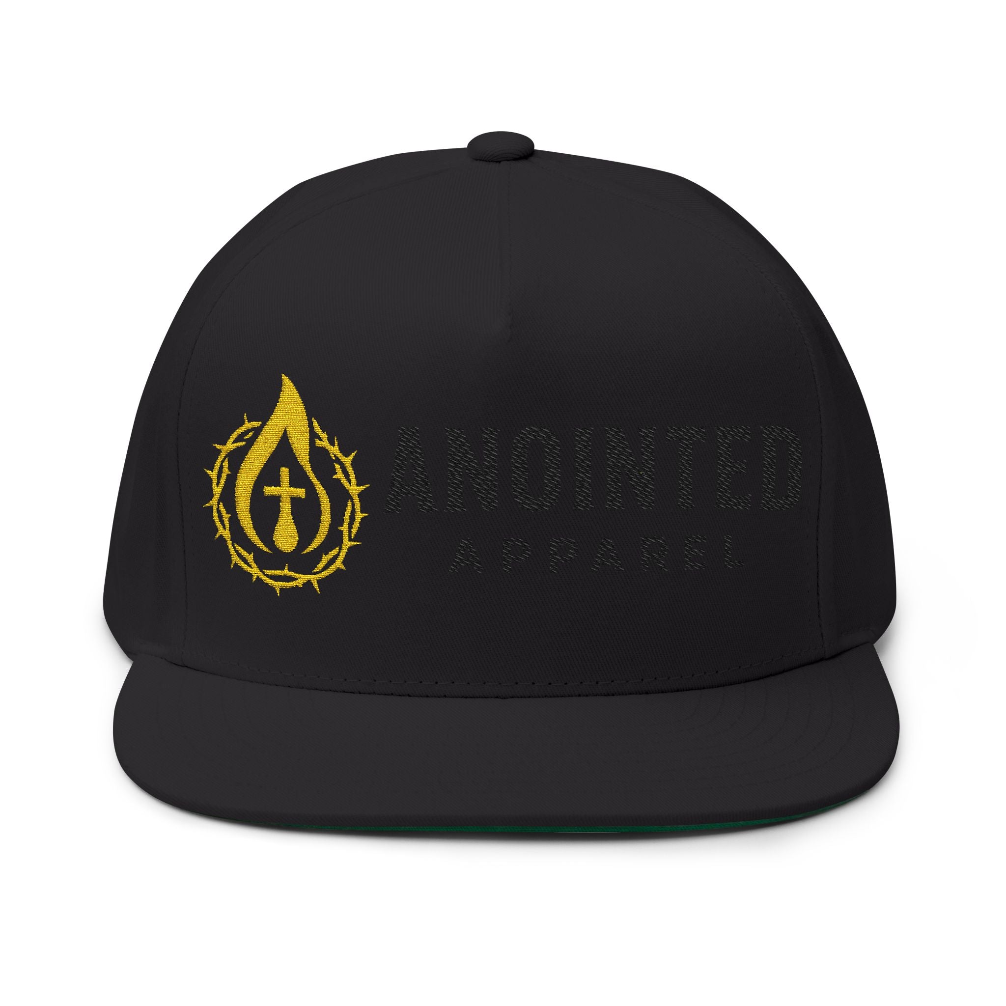 Flat Bill Snapback (Black/No Outline)