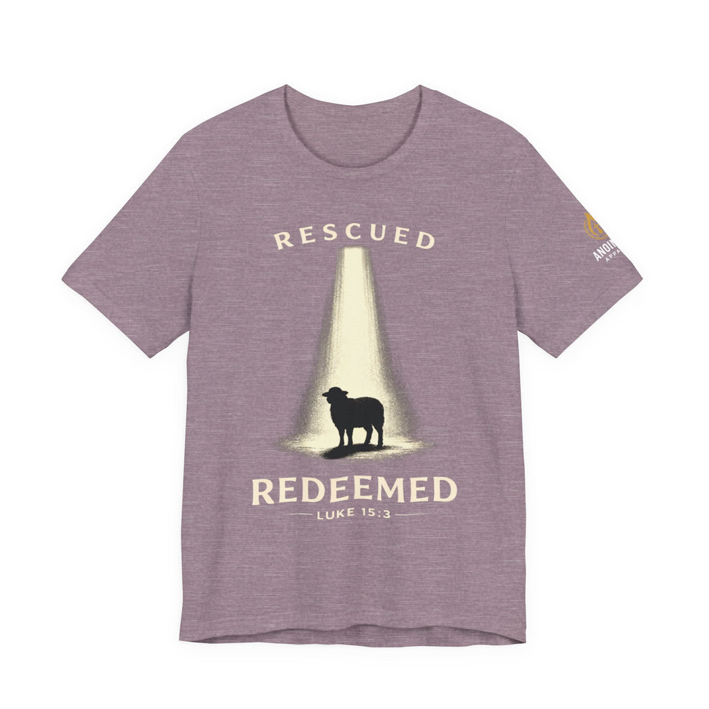 Luke 15:3 "Rescued and Redeemed" (Design on Front/Logo on Sleeve)