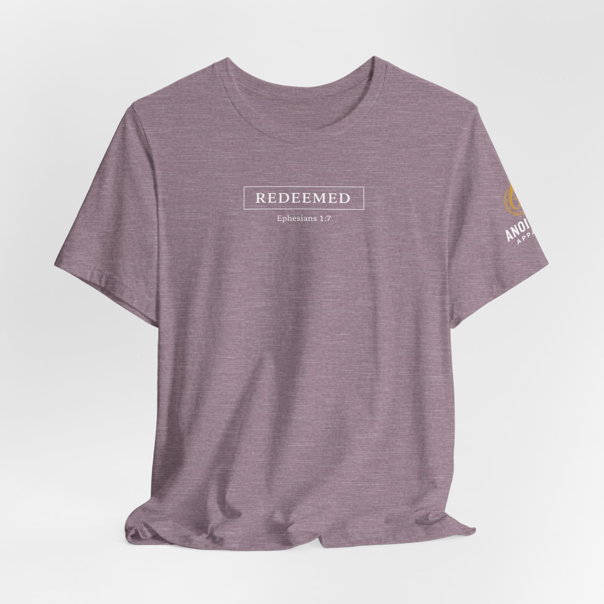 Ephesians 1:7 "Redeemed" (Design on Front/Logo on Sleeve)