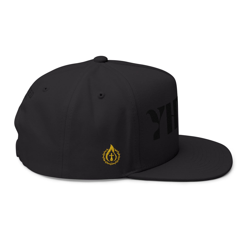 Signature Series "YHWH" (Black) Flat Bill Snap Back (Triple Embroidered)