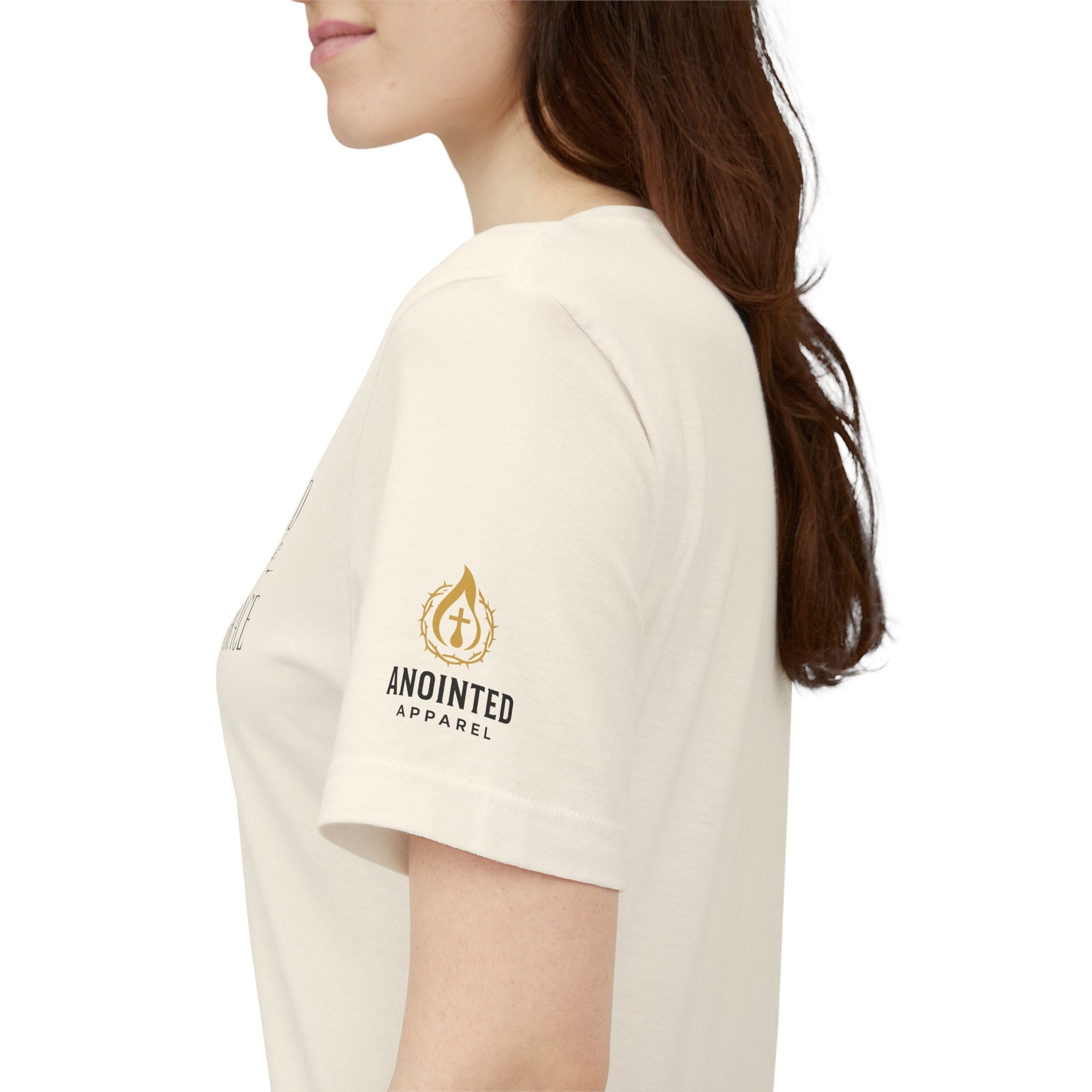 Ephesians 2:8 - "Saved by Grace" (Ladies) (Design on Front/Logo on Sleeve)
