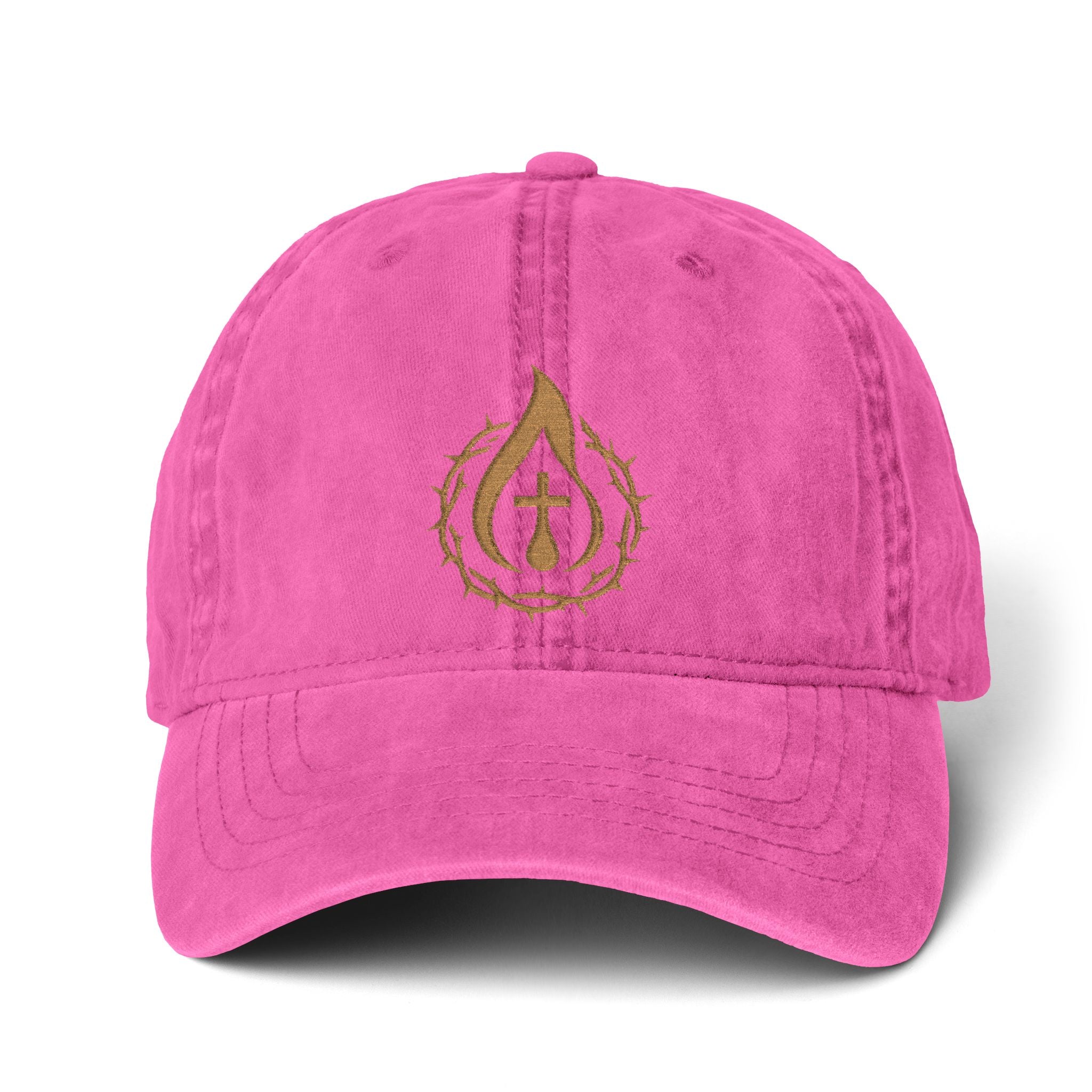 Women's "Anointed" Christian Cap (Gold Logo) (makeup-resistant w/ concealed ponytail opening)