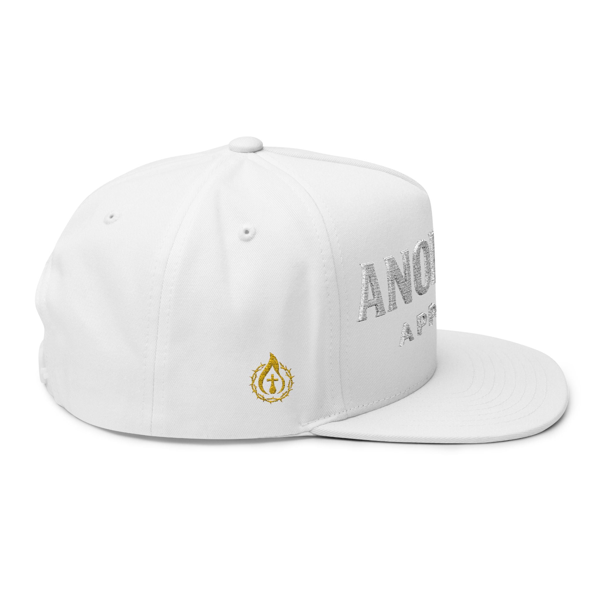 "Anointed" Flat Bill Snapback (White/No Outline) (Embroidered Front/Side)