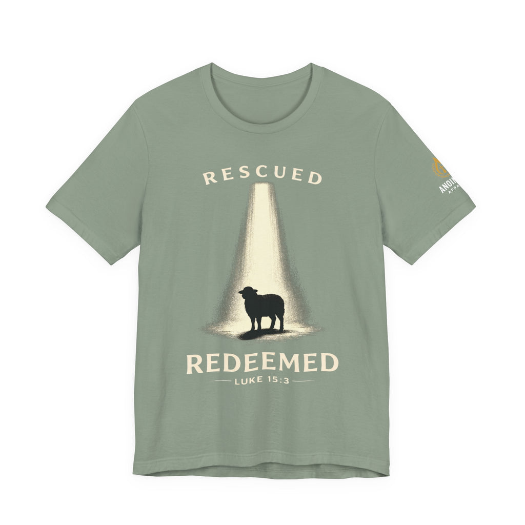 Luke 15:3 "Rescued and Redeemed" (Design on Front/Logo on Sleeve)