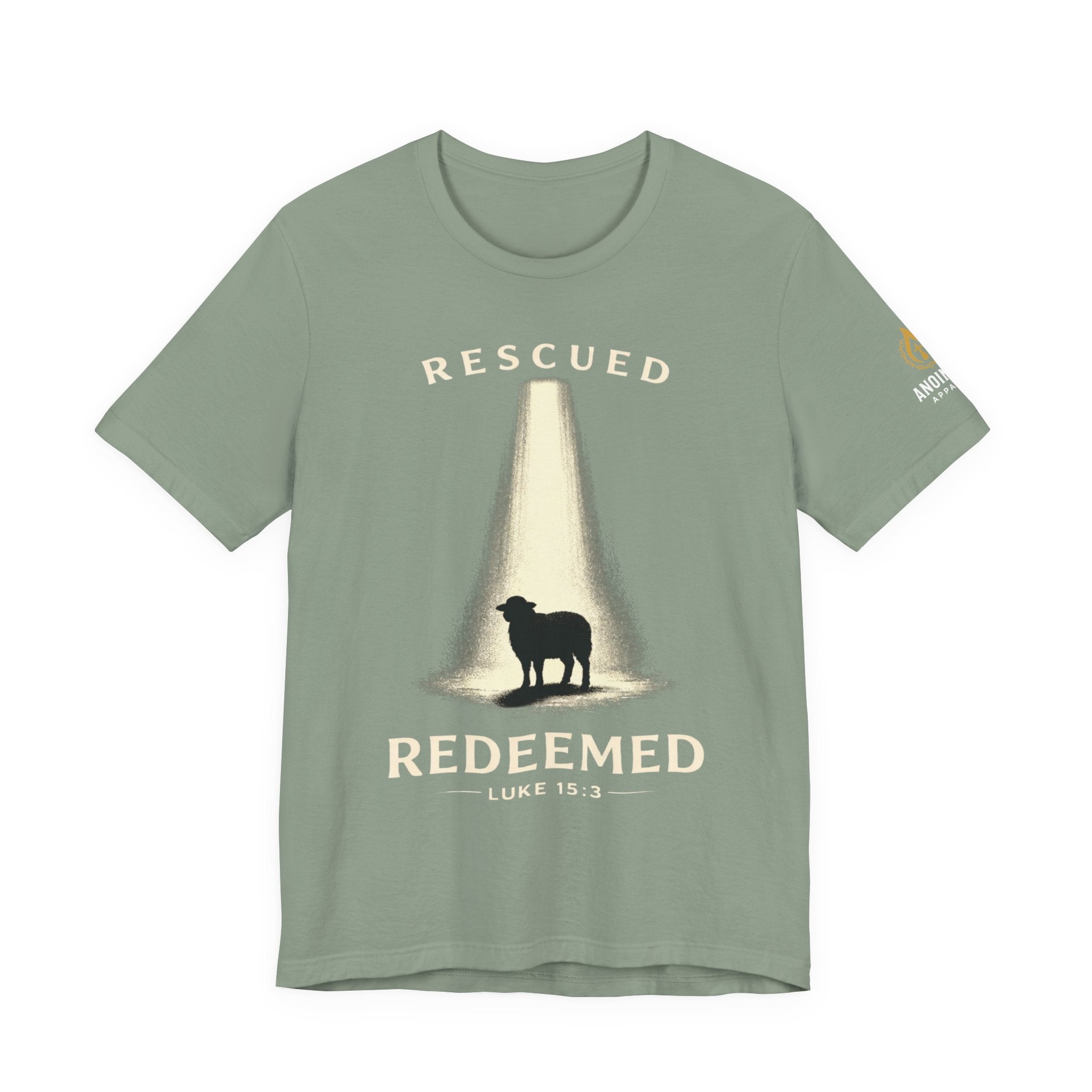 Luke 15:3 "Rescued and Redeemed" (Design on Front/Logo on Sleeve)