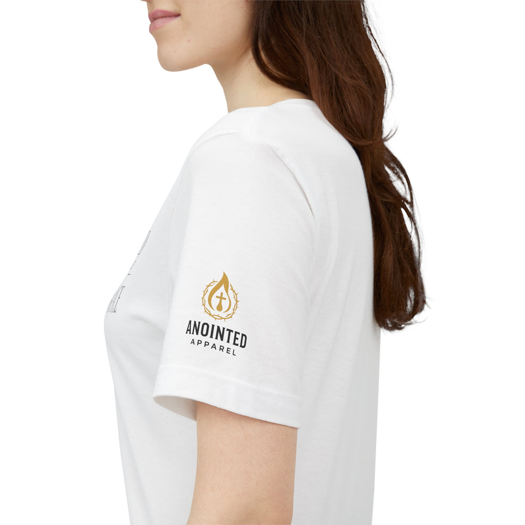 Ephesians 2:8 - "Saved by Grace" (Ladies) (Design on Front/Logo on Sleeve)