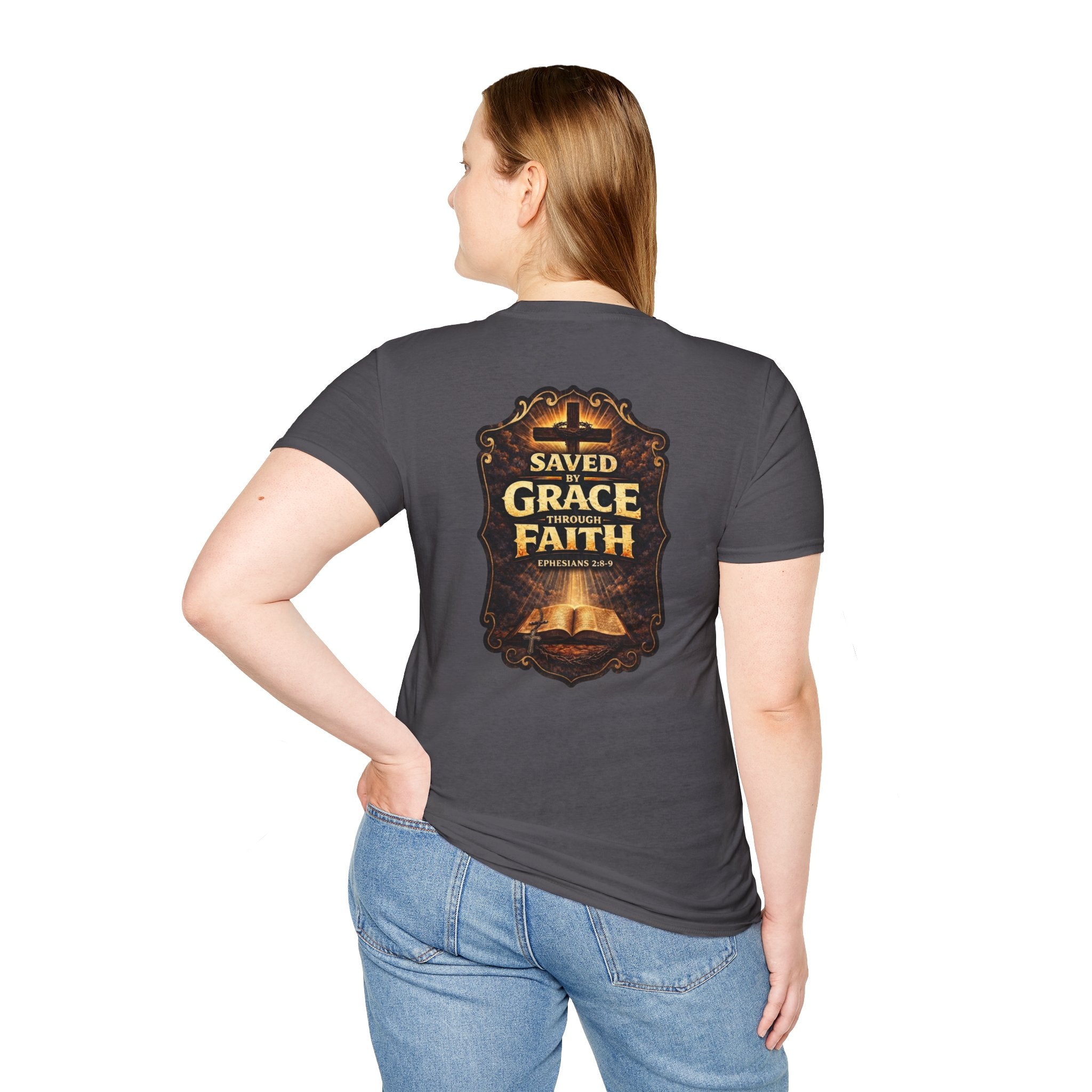 "Saved by Grace" (Design on Back/Logo on Front)