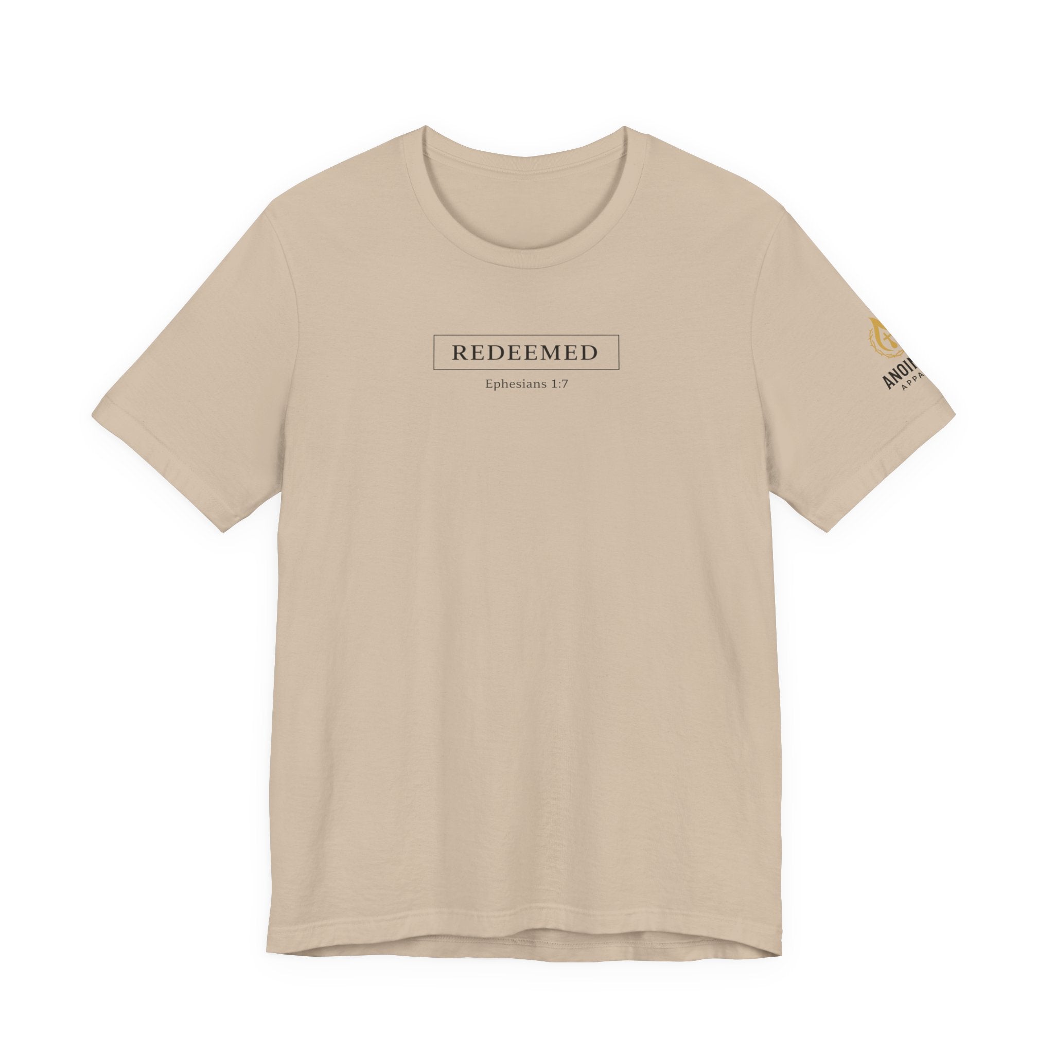 Ephesians 1:7 "Redeemed" (Design on Front/Logo on Sleeve)