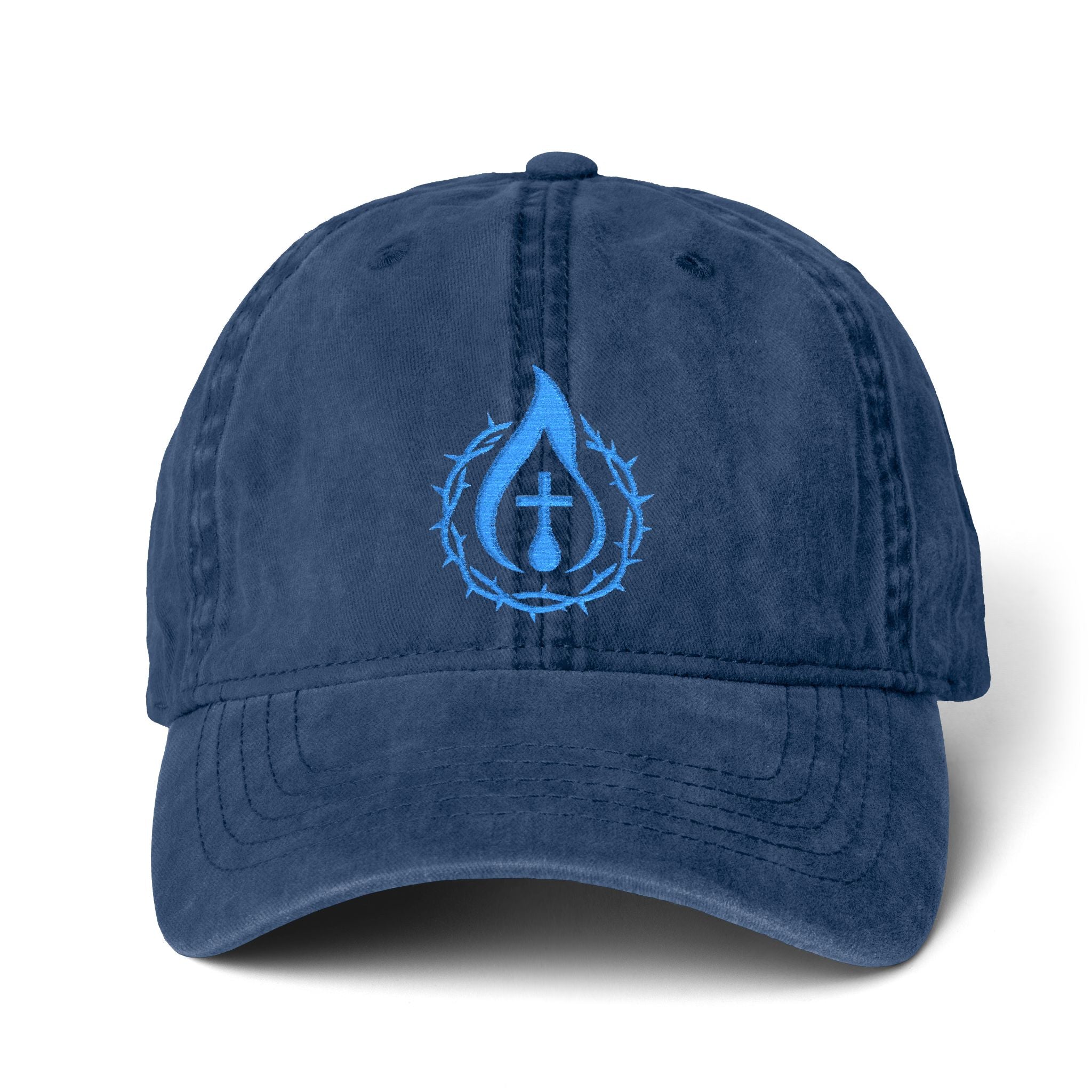 Women's "Anointed" Christian Cap (Blue Logo) (makeup-resistant, concealed ponytail opening)