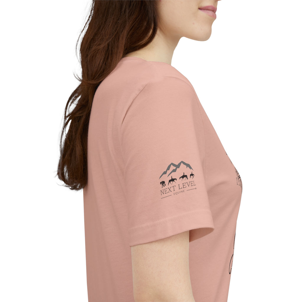(NLE EDITION) Romans 8:14 - "I Ride With Jesus" (Ladies) (Design on Front/Logo on Sleeve)