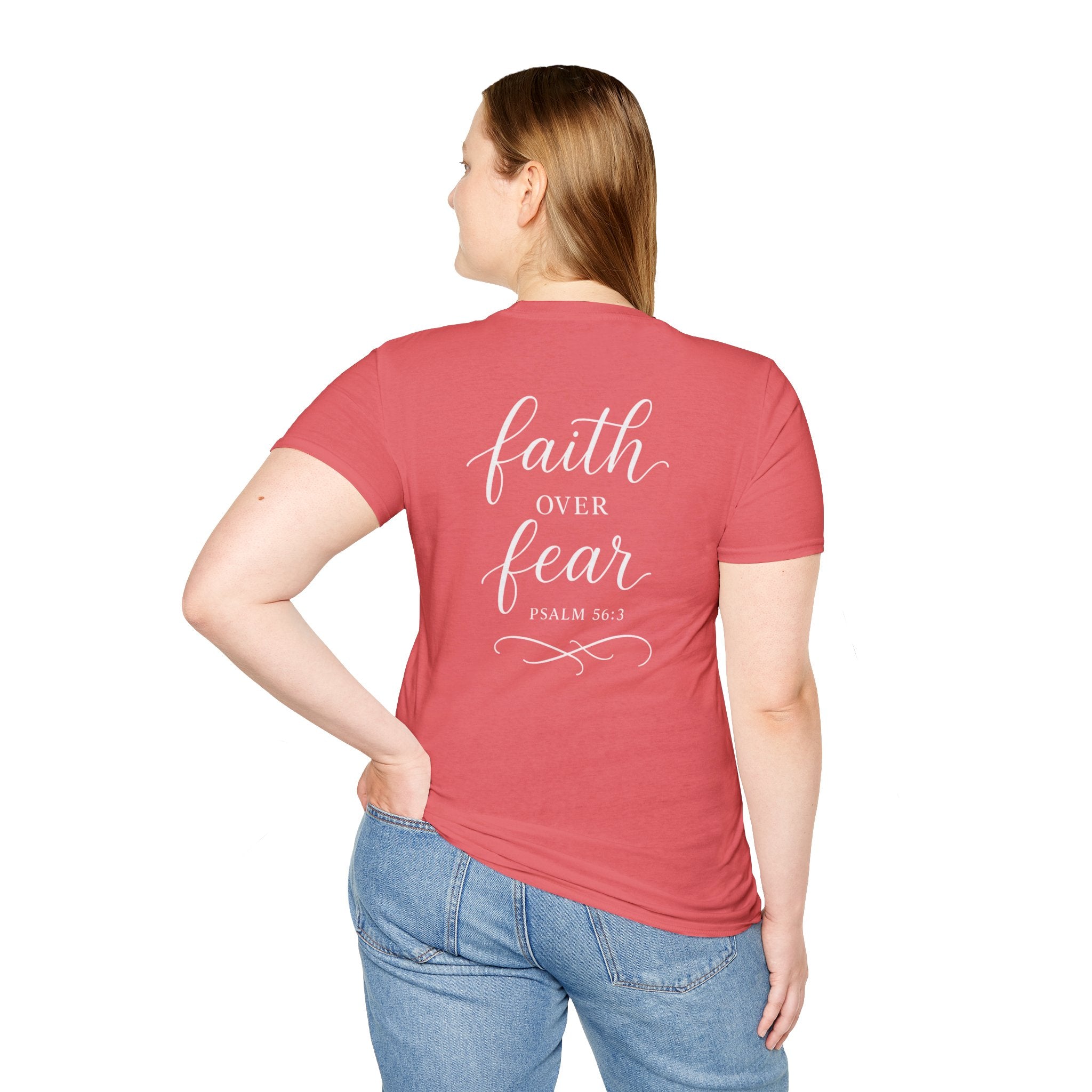 "Faith Over Fear" (Ladies) (Design on Back/Logo on Front)