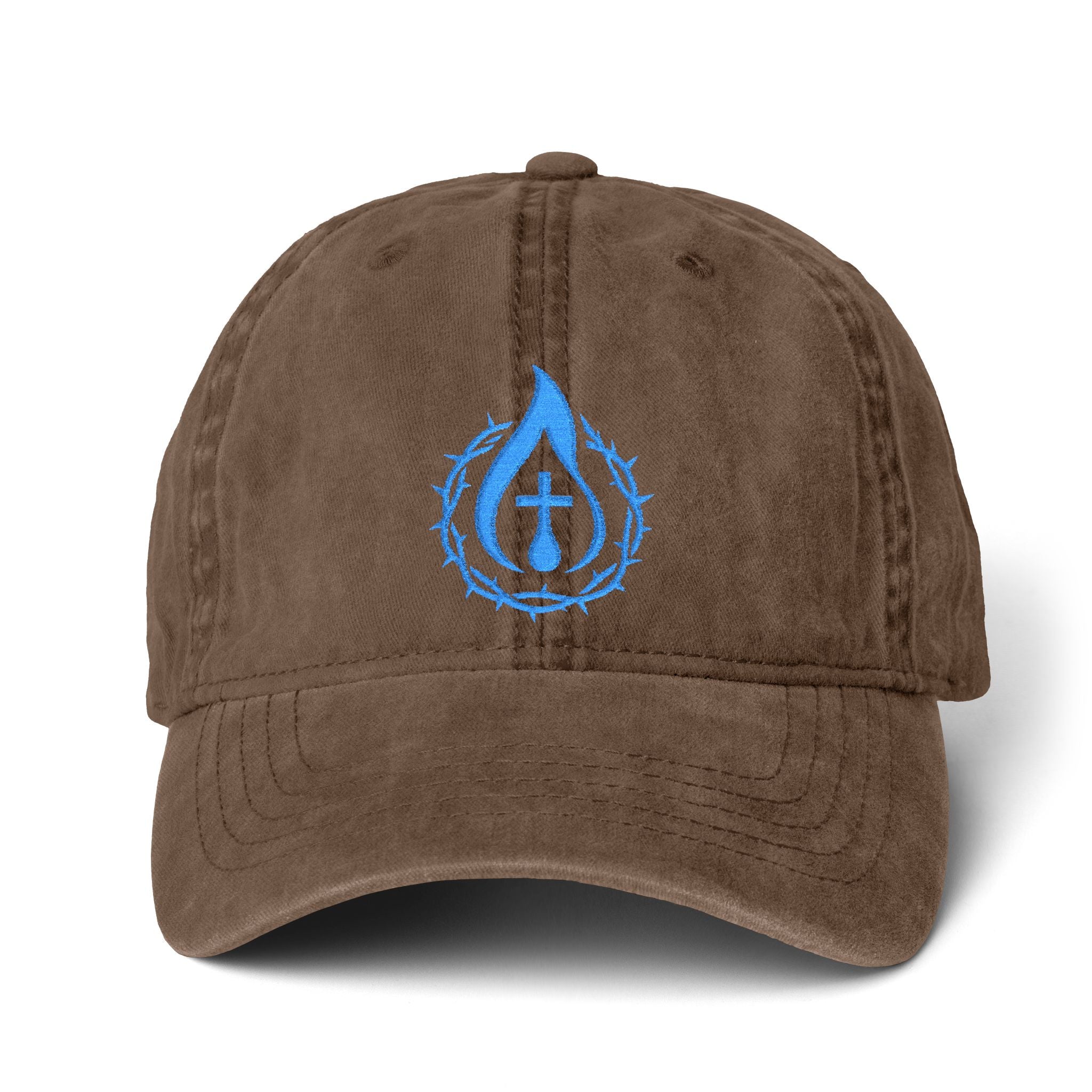 Women's "Anointed" Christian Cap (Blue Logo) (makeup-resistant, concealed ponytail opening)