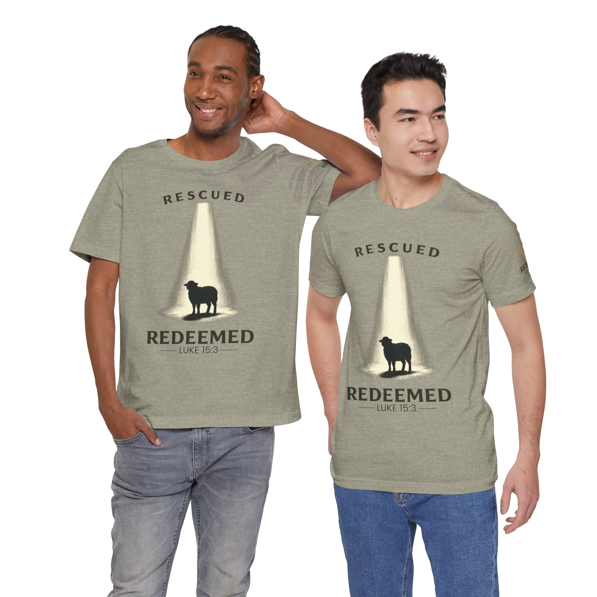 Luke 15:3 "Rescued and Redeemed" (Design on Front/Logo on Sleeve)
