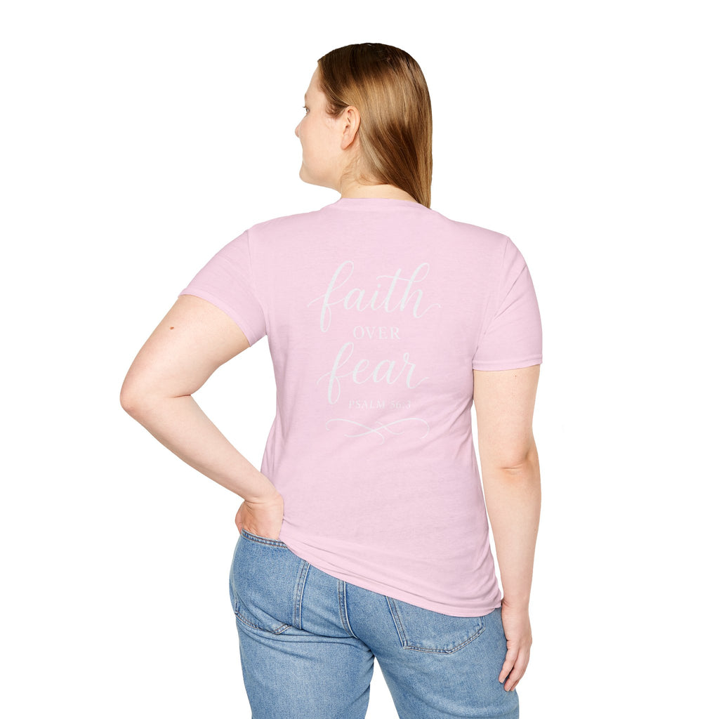 "Faith Over Fear" (Ladies) (Design on Back/Logo on Front)
