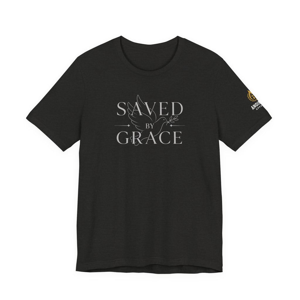 Ephesians 2:8 - "Saved by Grace" (Ladies) (Design on Front/Logo on Sleeve)