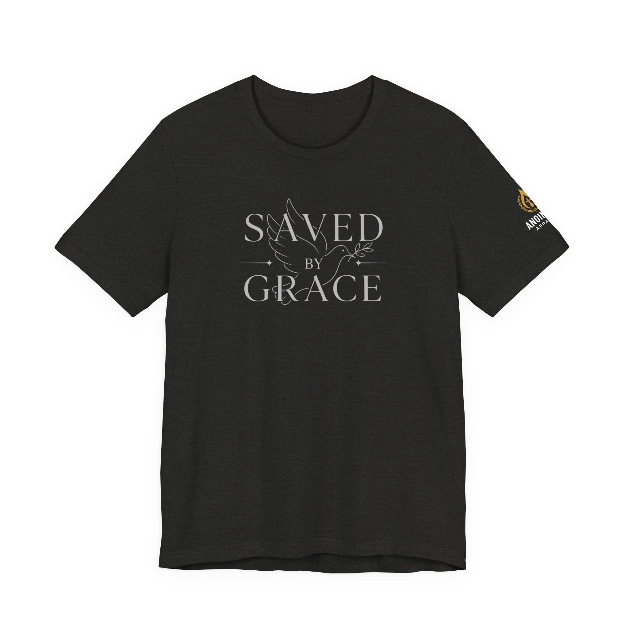 Ephesians 2:8 - "Saved by Grace" (Ladies) (Design on Front/Logo on Sleeve)