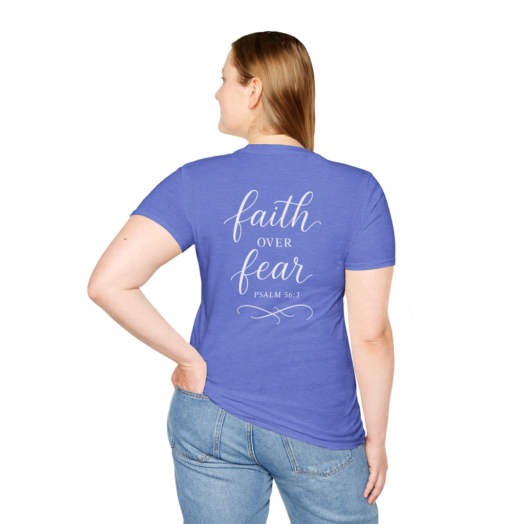 "Faith Over Fear" (Ladies) (Design on Back/Logo on Front)