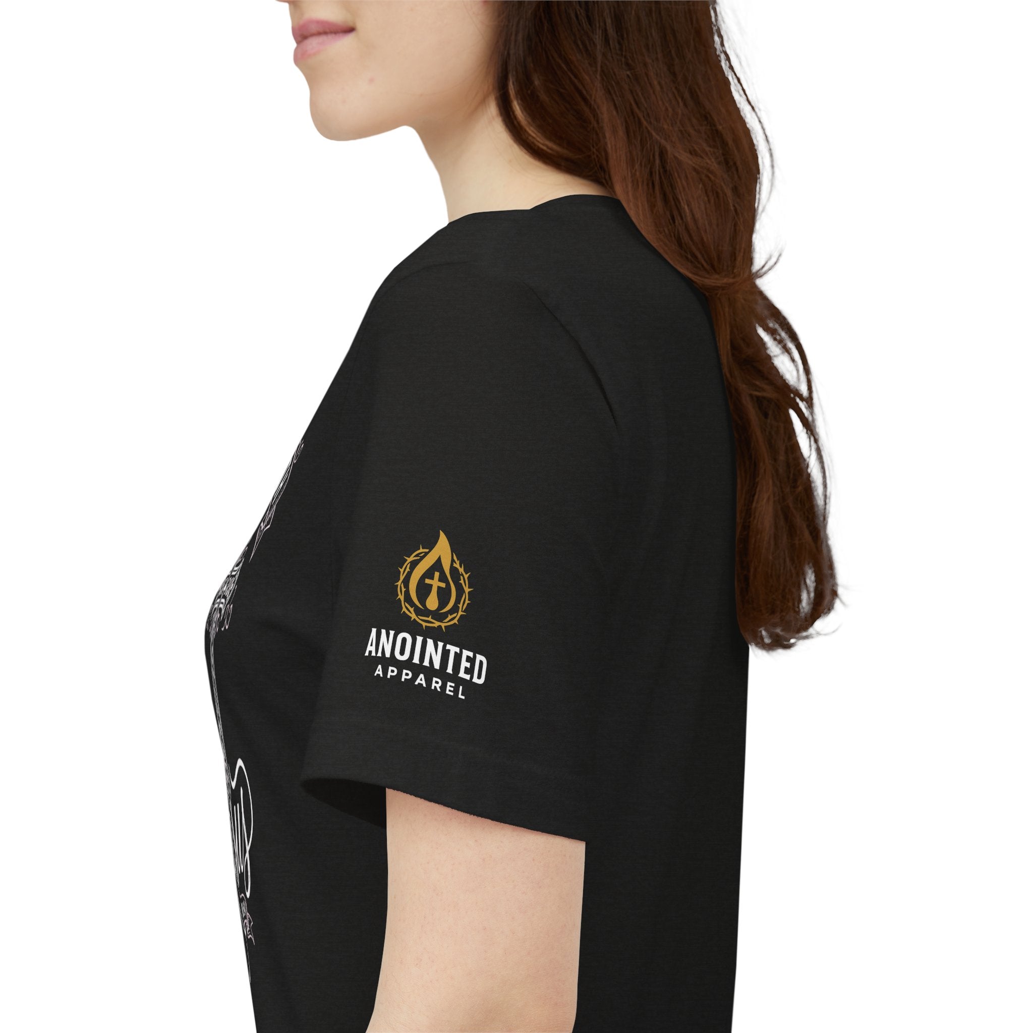 Romans 8:14 - "I Ride With Jesus" (Ladies) (Design on Front/Logo on Sleeve)