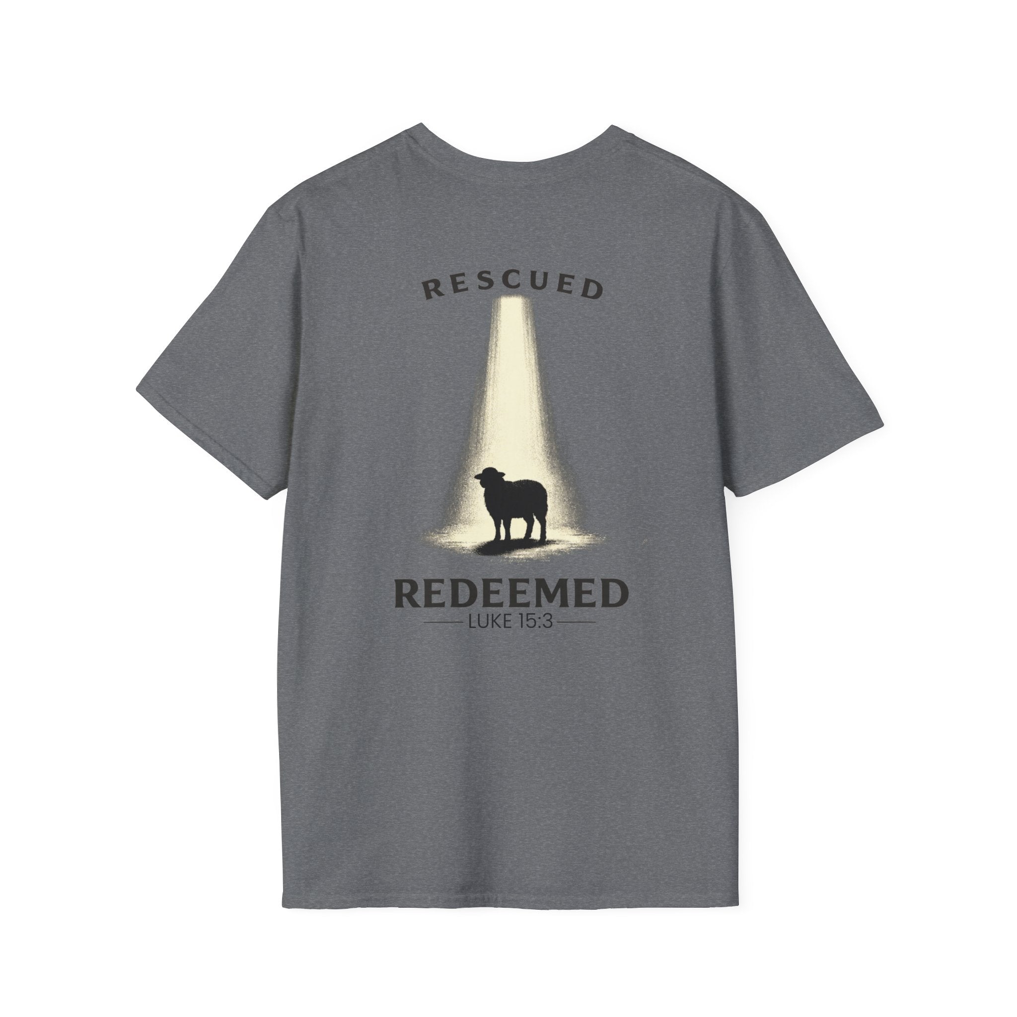 "Rescued and Redeemed" - Black Sheep Edition (Design on Back/Logo on Front)