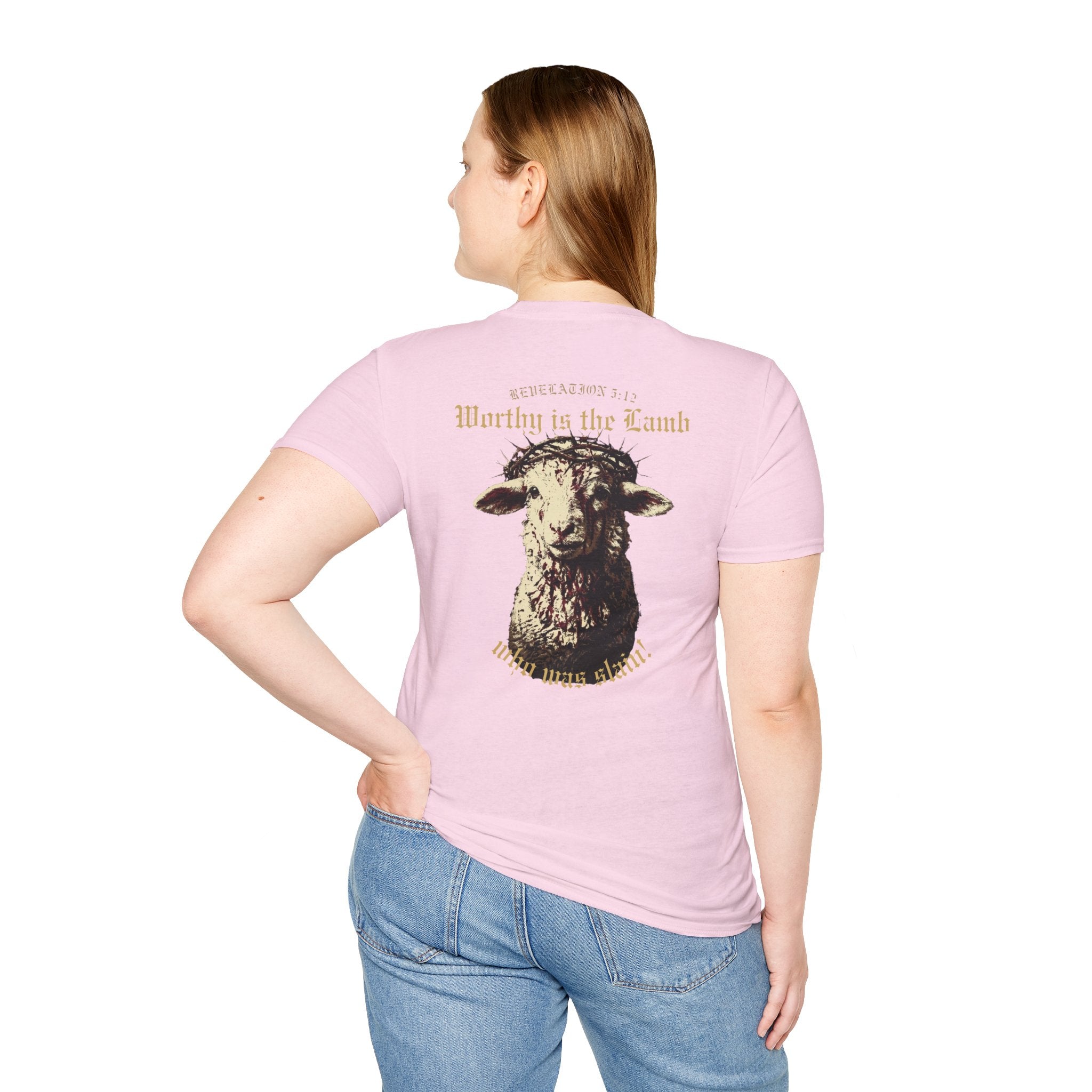 Revelation 5:12 - "Worthy is the Lamb" (Design on Back/Logo on Front)