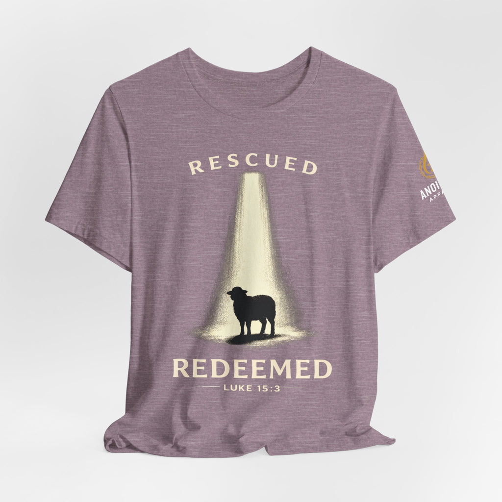 Luke 15:3 "Rescued and Redeemed" (Design on Front/Logo on Sleeve)