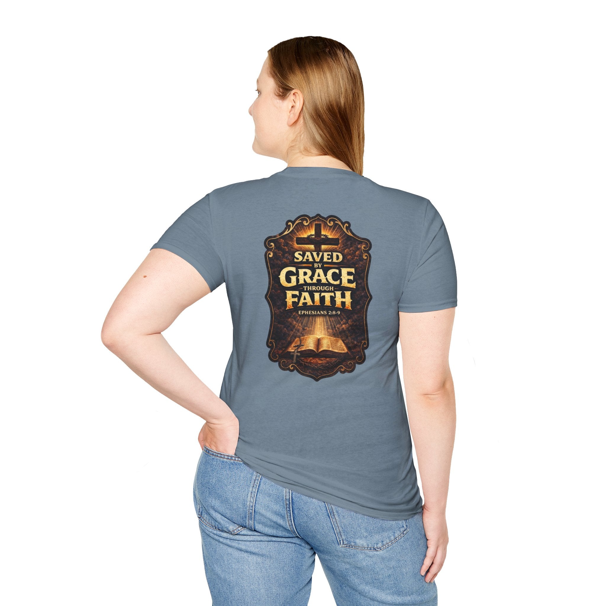 "Saved by Grace" (Design on Back/Logo on Front)