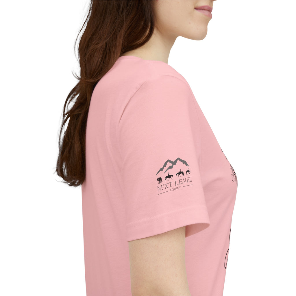 (NLE EDITION) Romans 8:14 - "I Ride With Jesus" (Ladies) (Design on Front/Logo on Sleeve)