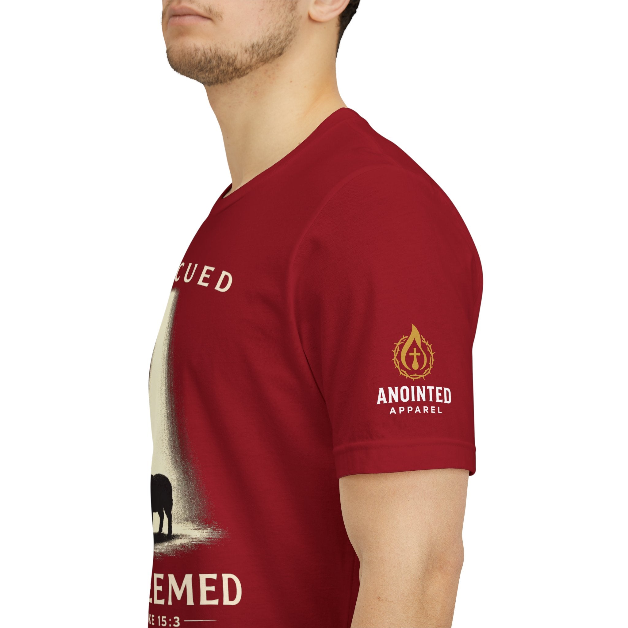 Luke 15:3 "Rescued and Redeemed" (Design on Front/Logo on Sleeve)