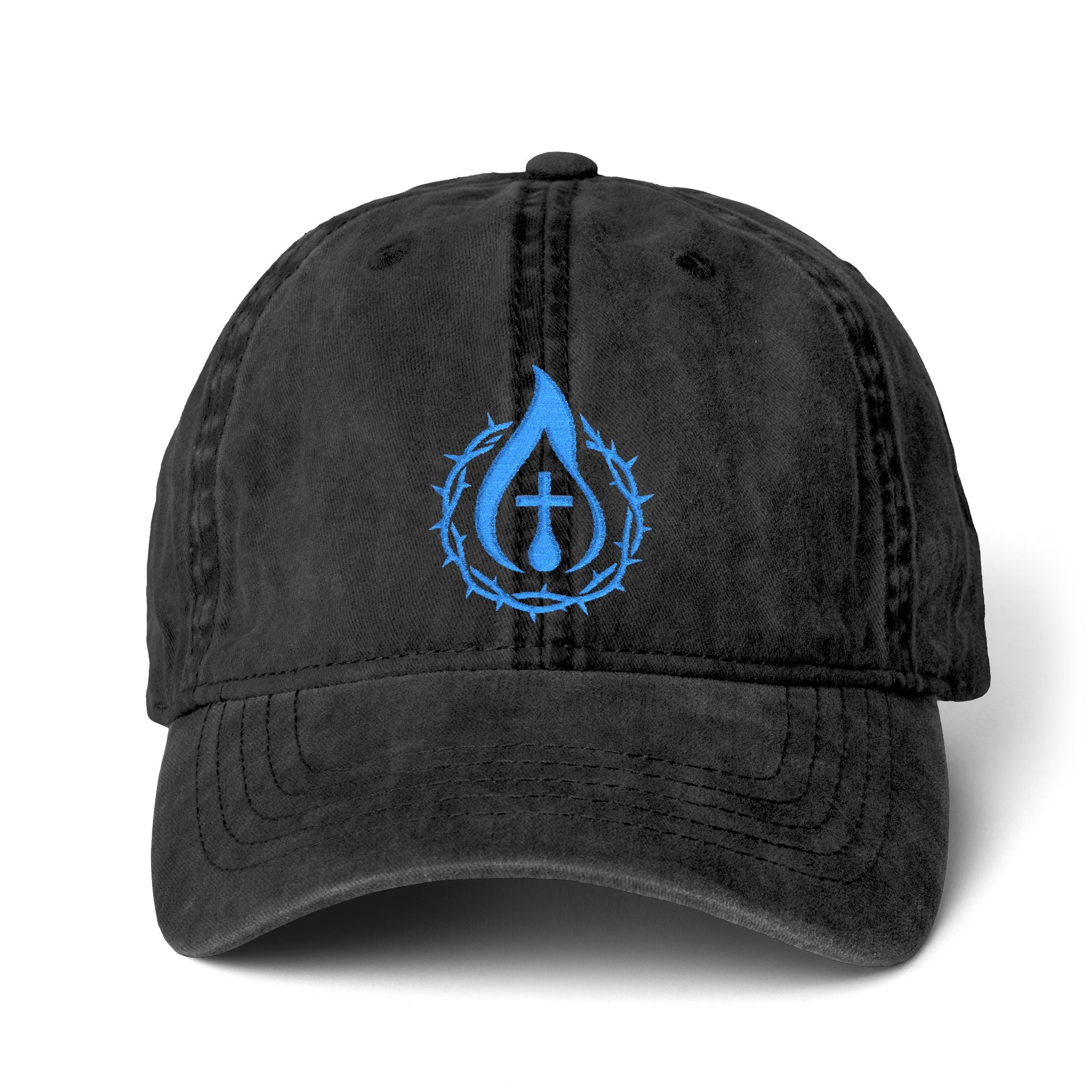Women's "Anointed" Christian Cap (Blue Logo) (makeup-resistant, concealed ponytail opening)