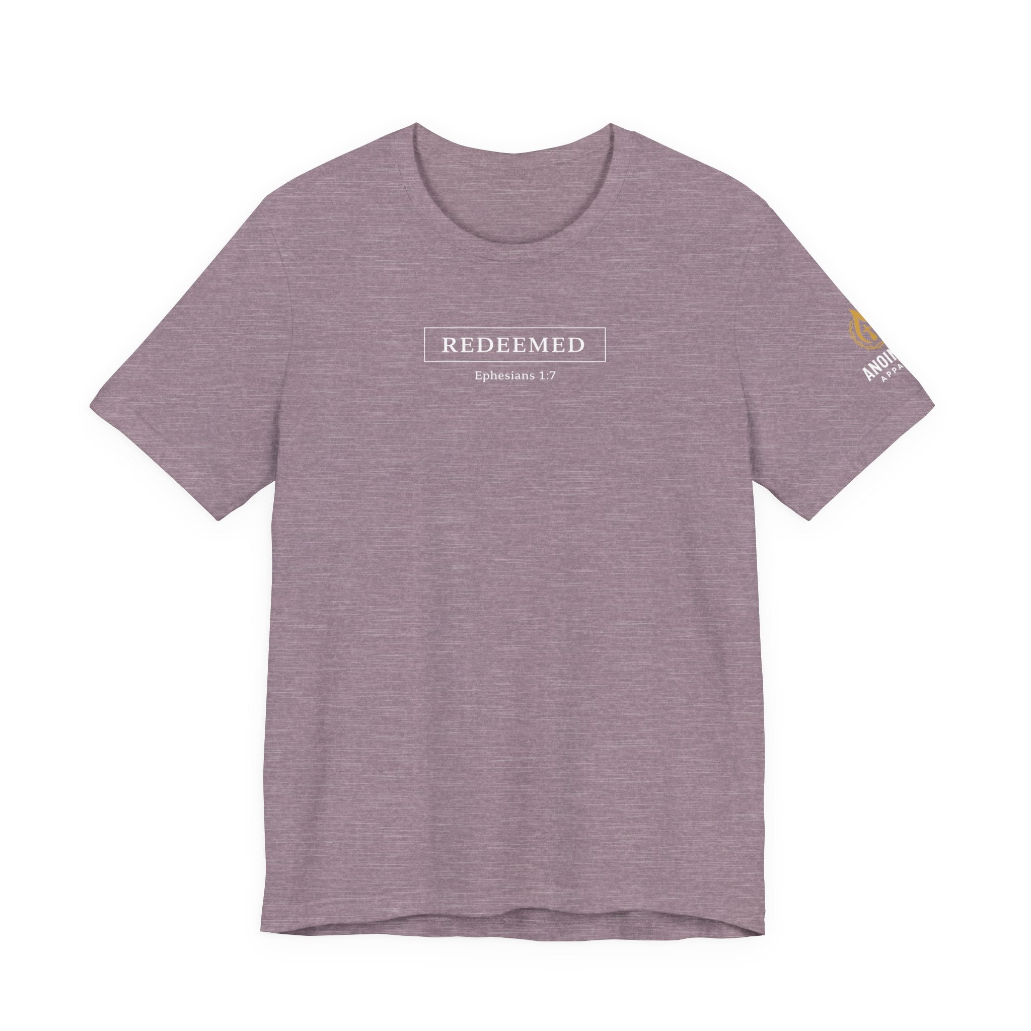 Ephesians 1:7 "Redeemed" (Design on Front/Logo on Sleeve)
