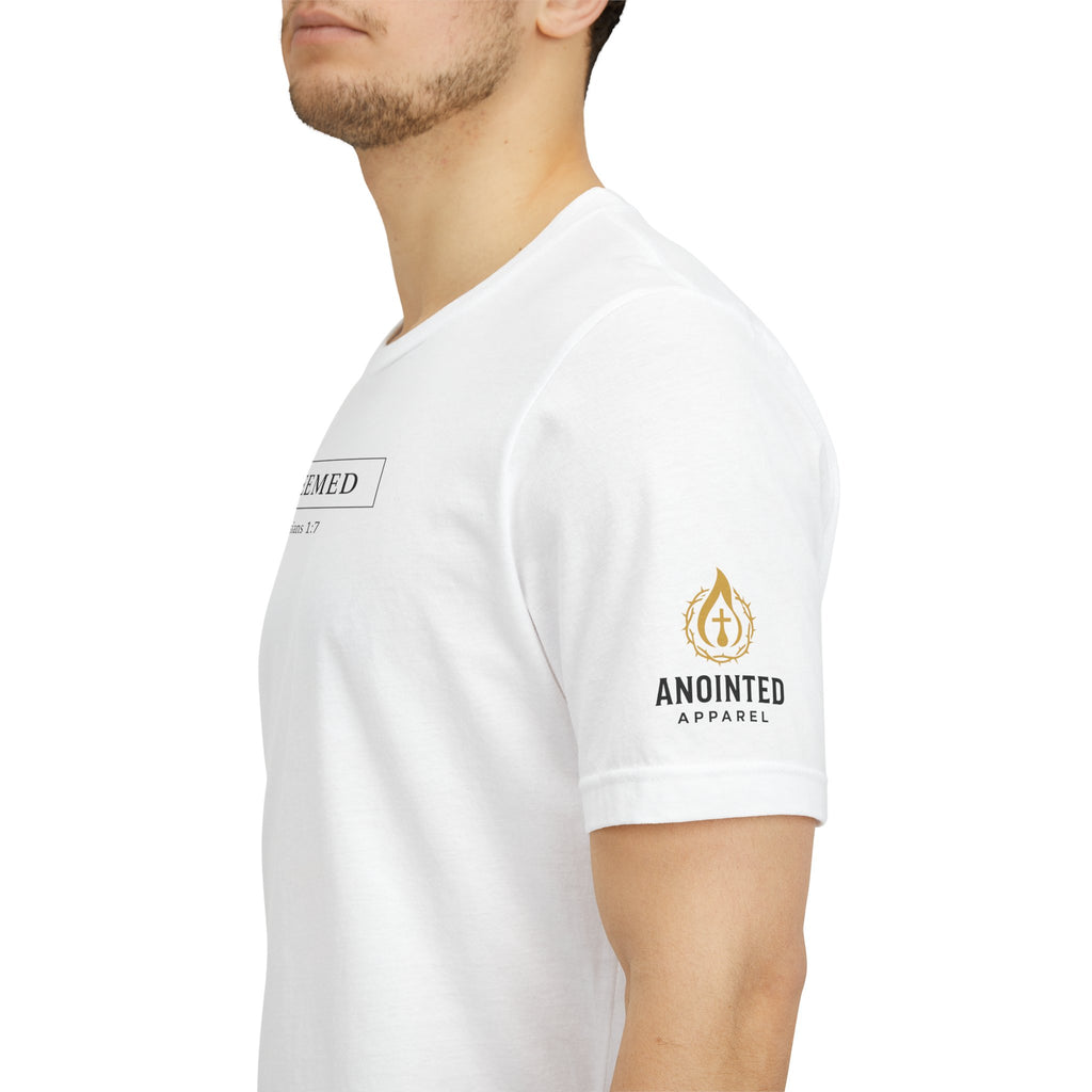 Ephesians 1:7 "Redeemed" (Design on Front/Logo on Sleeve)