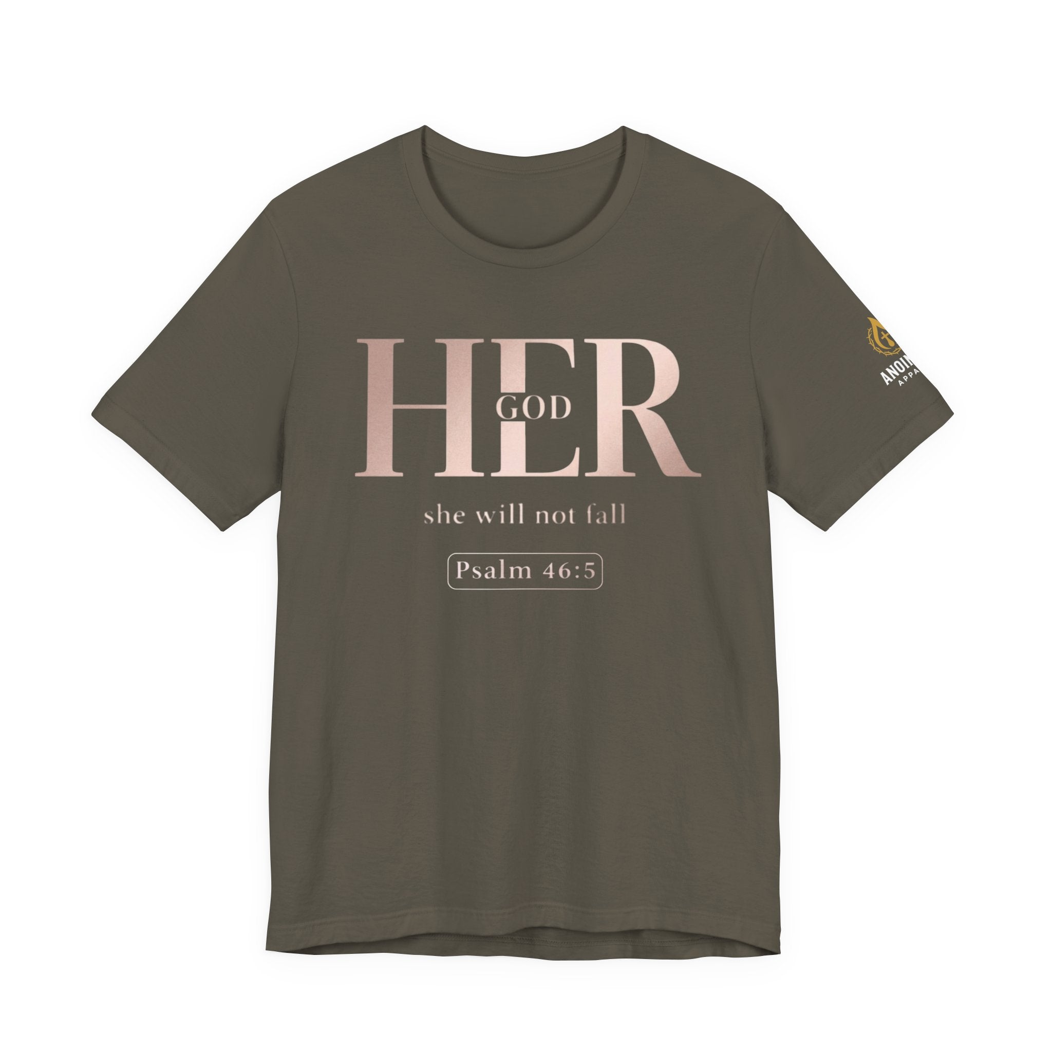 Psalm 46:5 - "God is Within Her" (Ladies) (Design on Front/Logo on Sleeve)