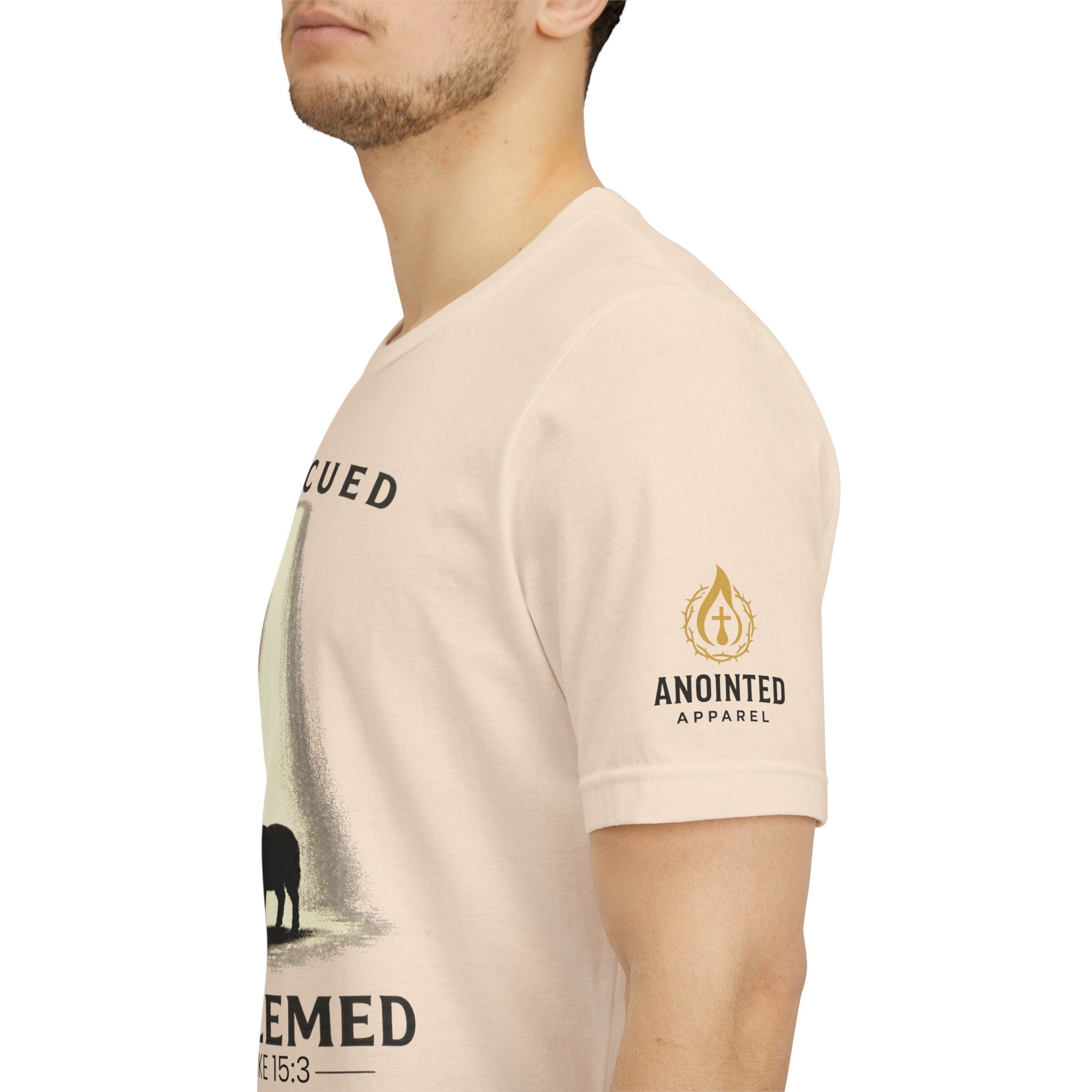 Luke 15:3 "Rescued and Redeemed" (Design on Front/Logo on Sleeve)