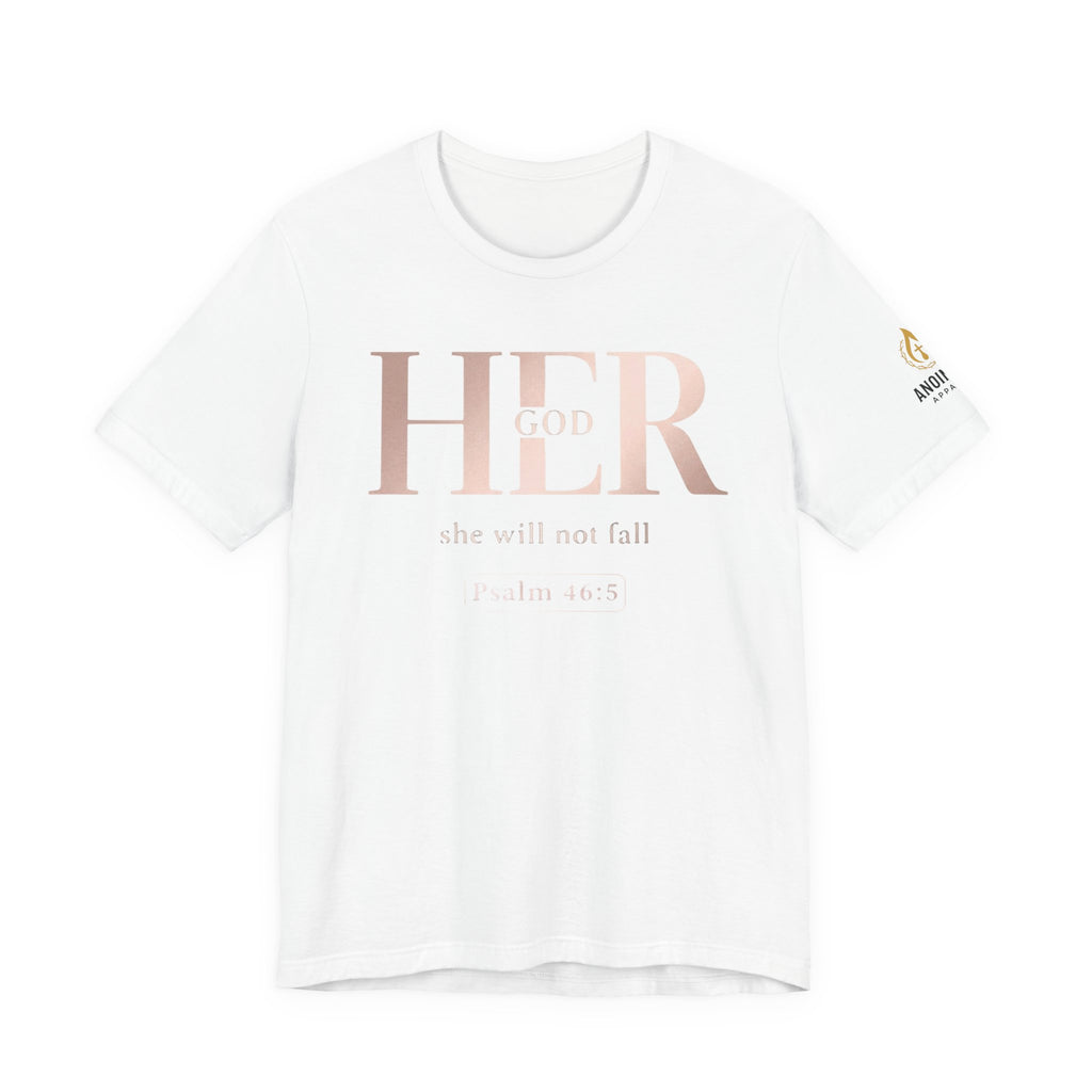 Psalm 46:5 - "God is Within Her" (Ladies) (Design on Front/Logo on Sleeve)