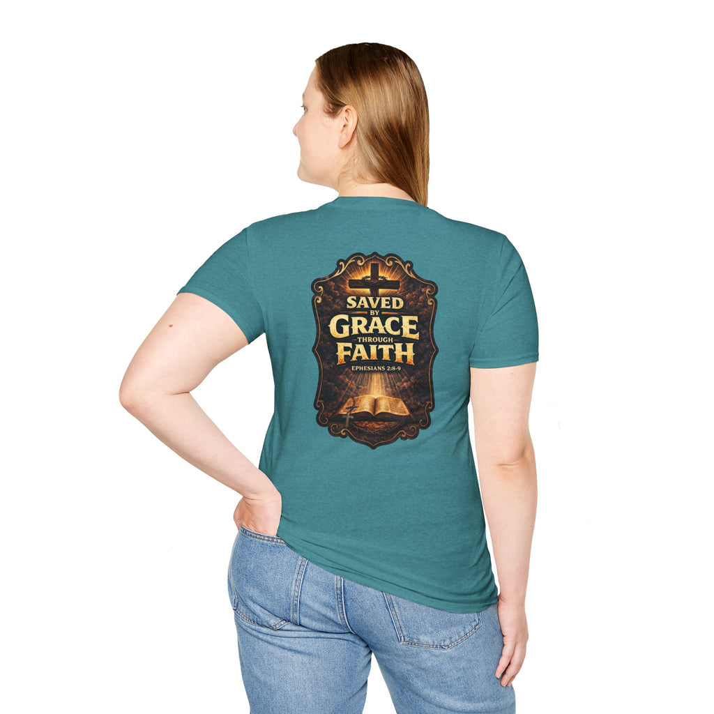 "Saved by Grace" (Design on Back/Logo on Front)