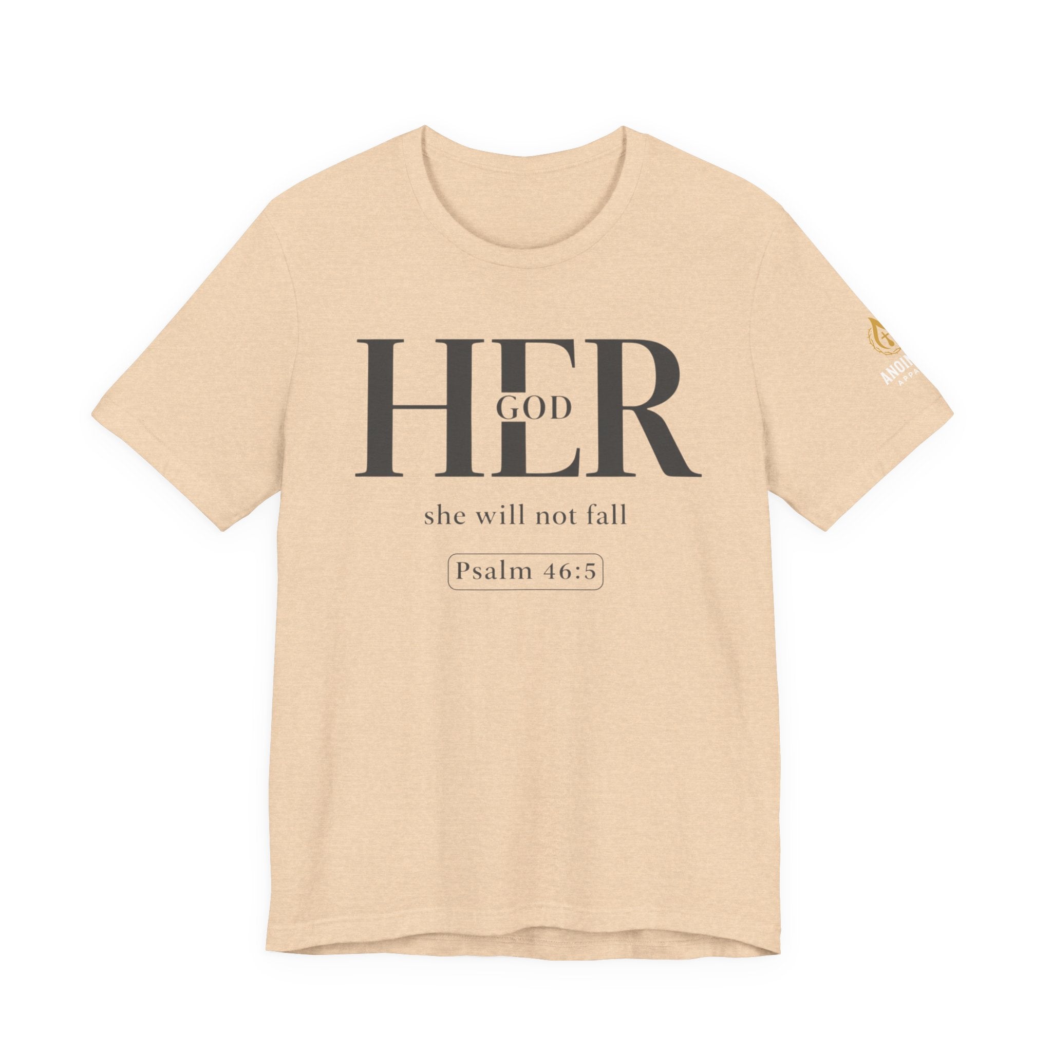 Psalm 46:5 - "God is Within Her" (Ladies) (Design on Front/Logo on Sleeve)