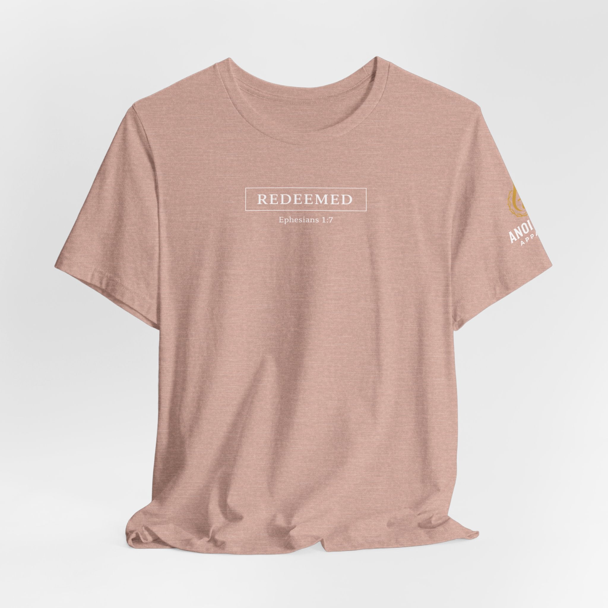 Ephesians 1:7 "Redeemed" (Design on Front/Logo on Sleeve)