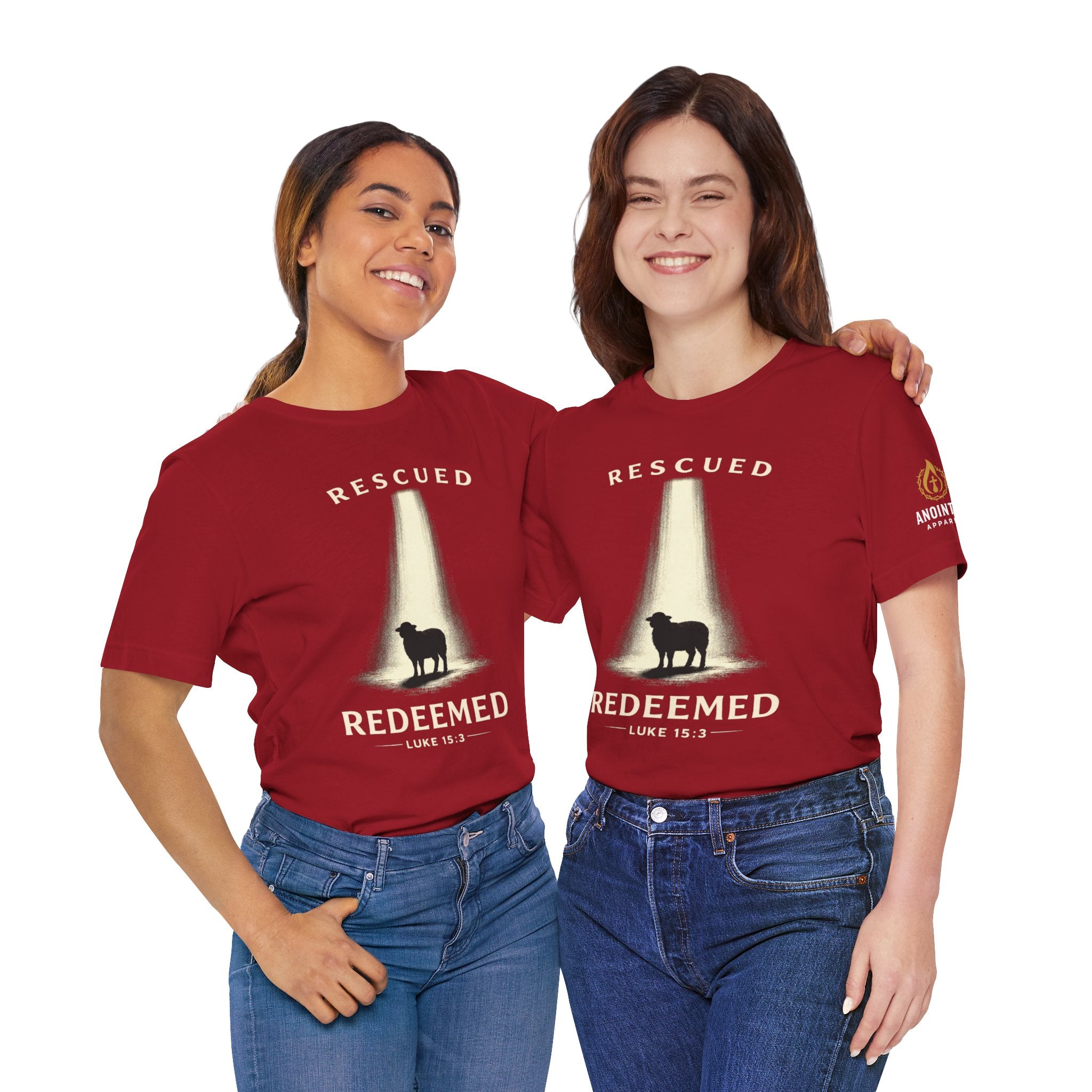Luke 15:3 "Rescued and Redeemed" (Design on Front/Logo on Sleeve)