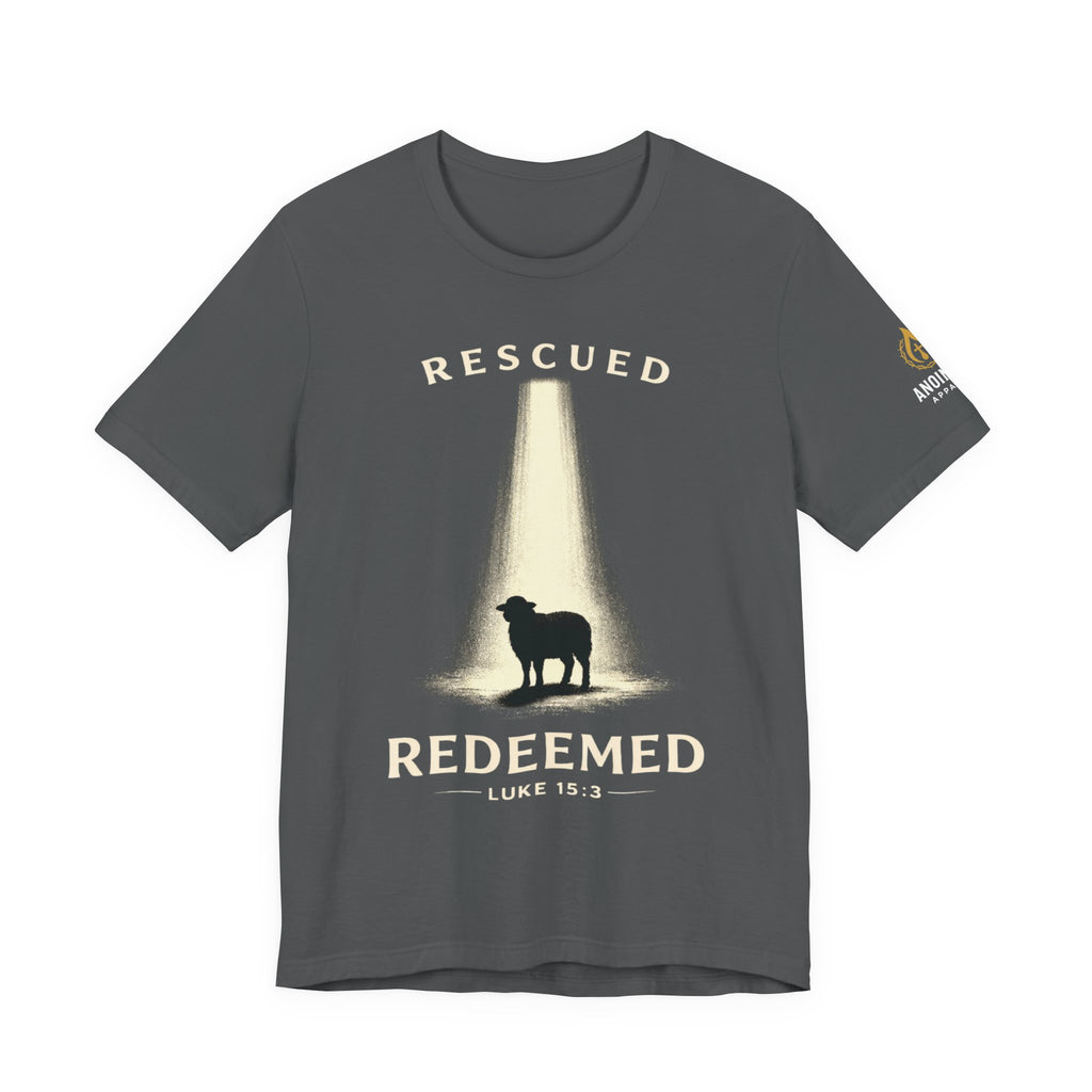 Luke 15:3 "Rescued and Redeemed" (Design on Front/Logo on Sleeve)