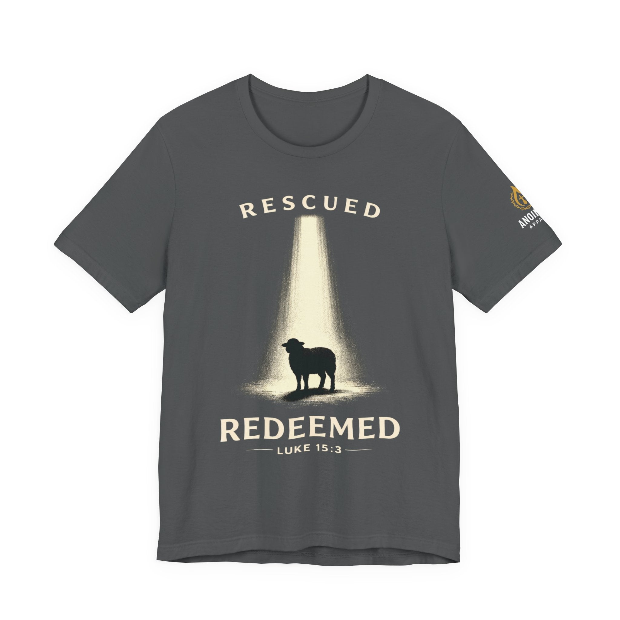 Luke 15:3 "Rescued and Redeemed" (Design on Front/Logo on Sleeve)