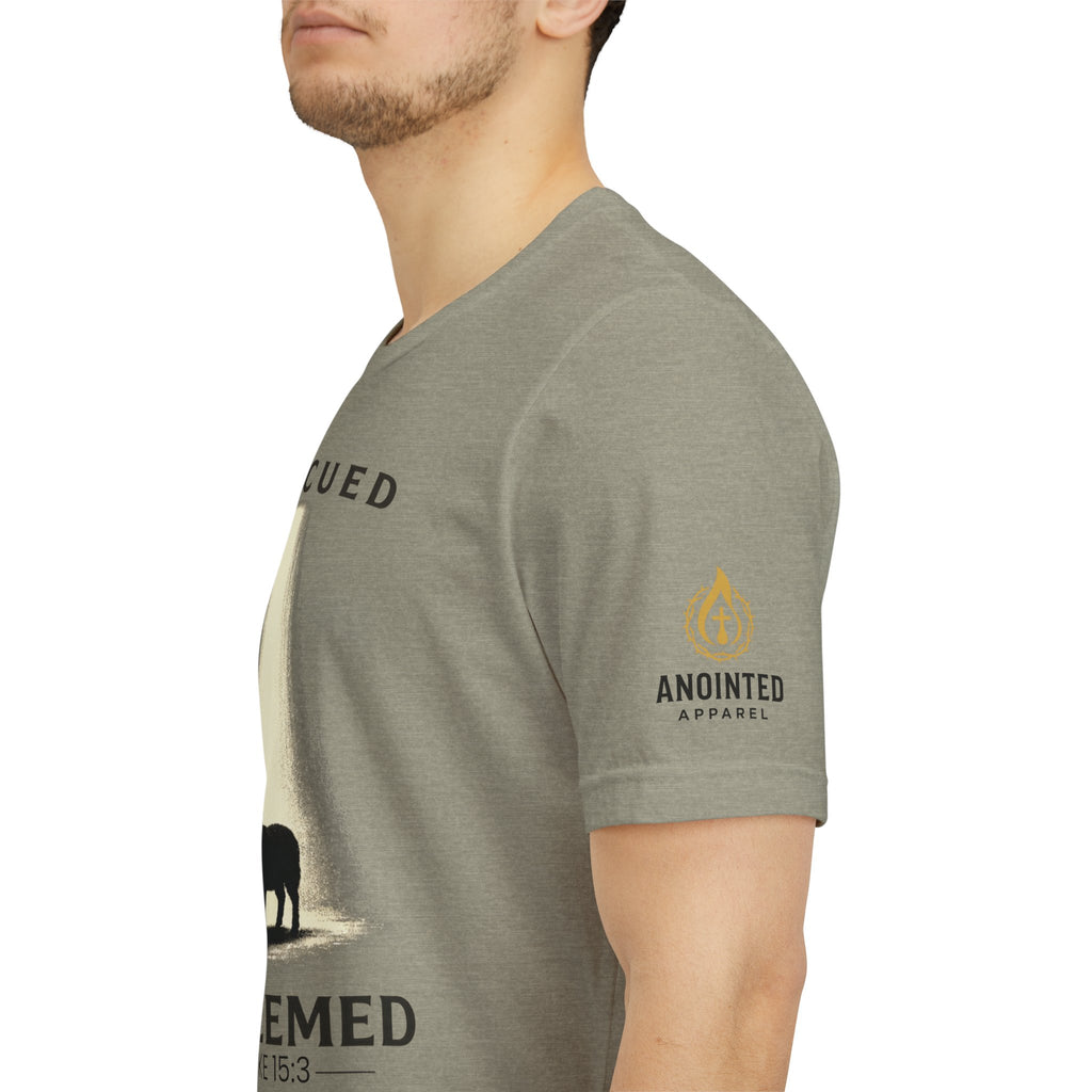 Luke 15:3 "Rescued and Redeemed" (Design on Front/Logo on Sleeve)