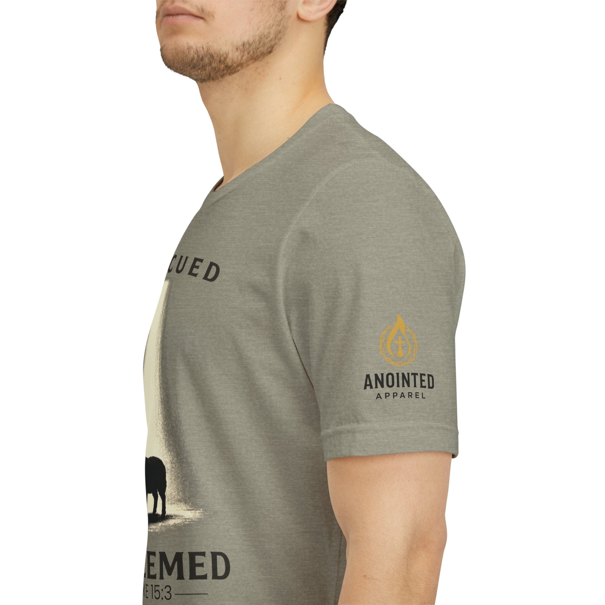Luke 15:3 "Rescued and Redeemed" (Design on Front/Logo on Sleeve)