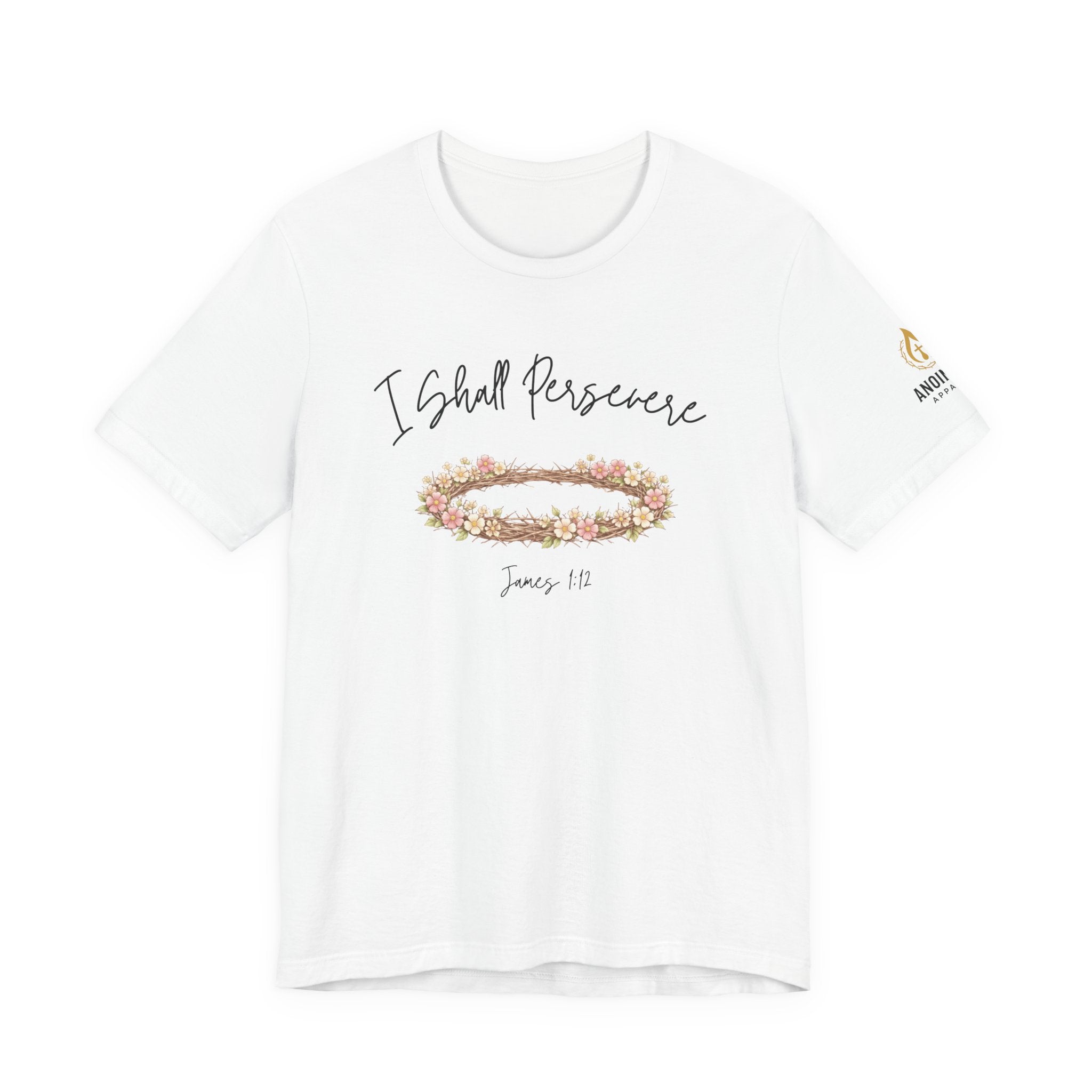 James 1:12 - "Crown of Life" (Ladies) (Design on Front/Logo on Sleeve)
