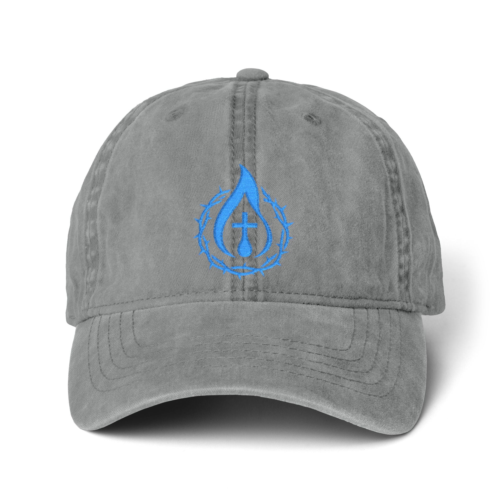 Women's "Anointed" Christian Cap (Blue Logo) (makeup-resistant, concealed ponytail opening)