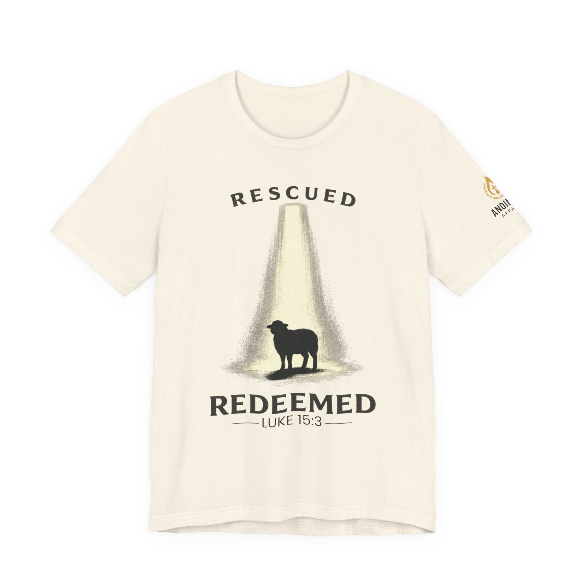 Luke 15:3 "Rescued and Redeemed" (Design on Front/Logo on Sleeve)