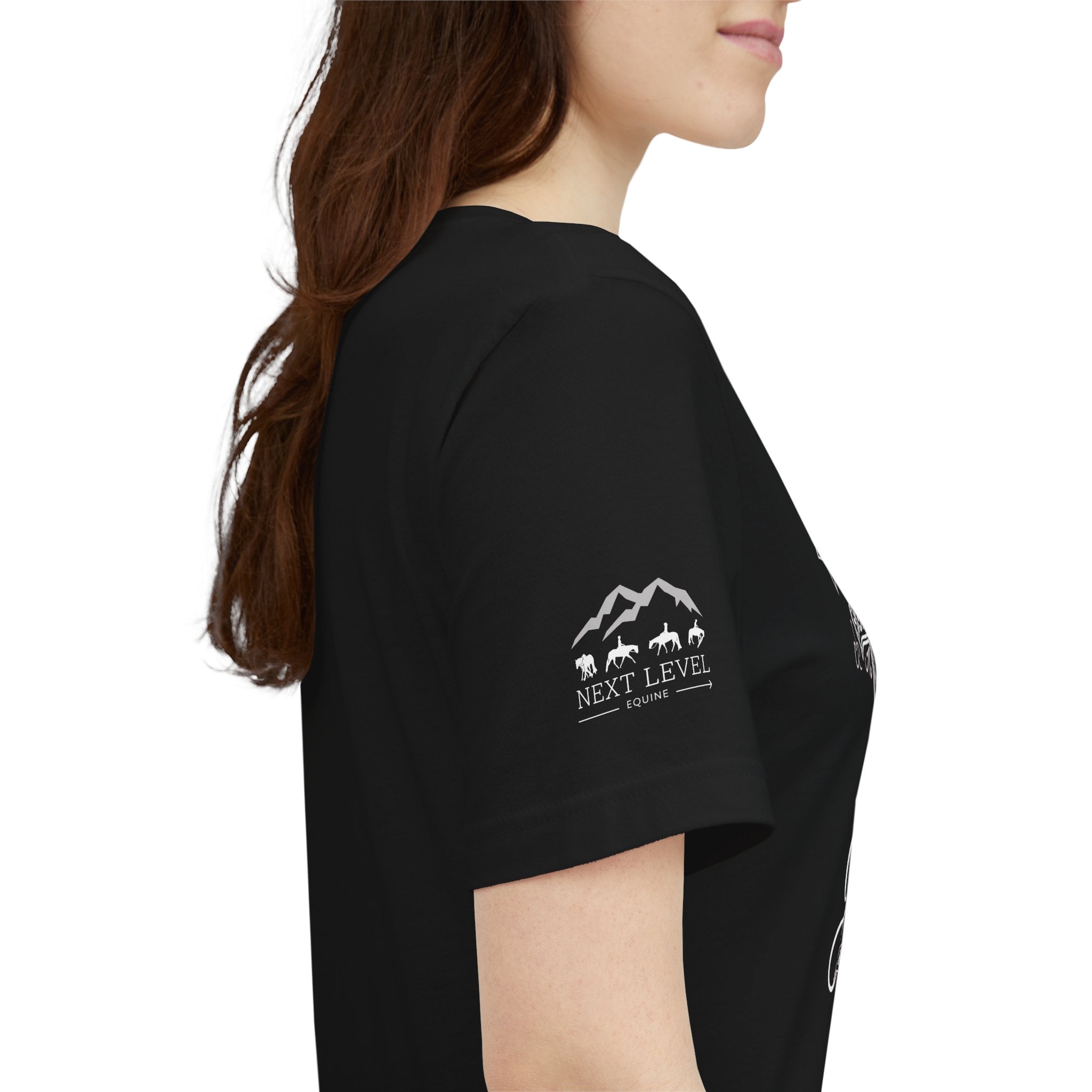 (NLE EDITION) Romans 8:14 - "I Ride With Jesus" (Ladies) (Design on Front/Logo on Sleeve)