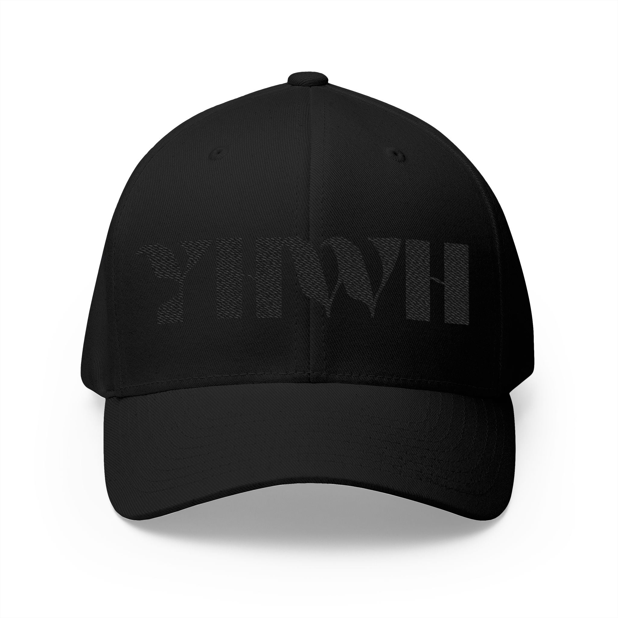 "YHWH" FlexFit Closed-Back (Black) (Embroidered Front/Back)